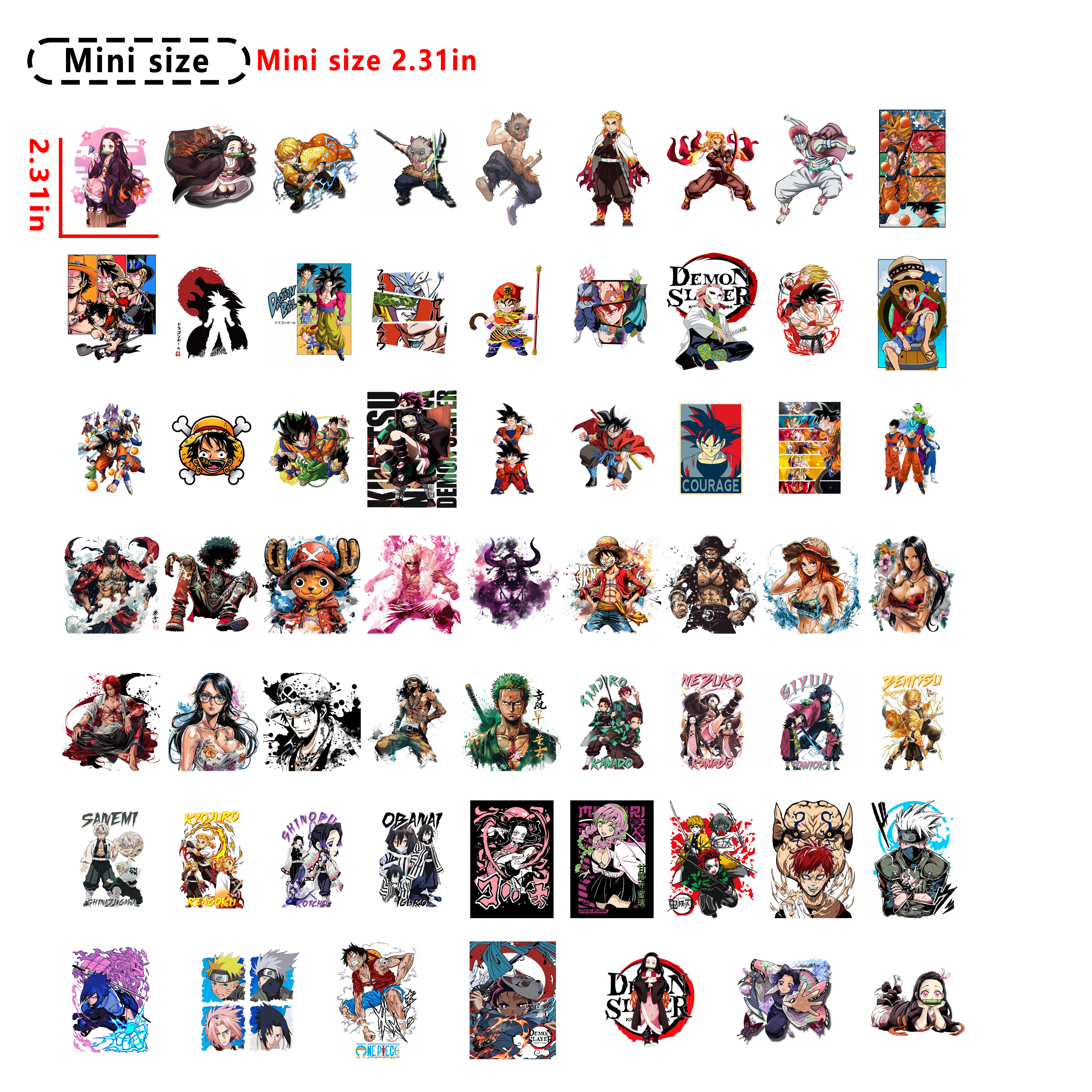140pcs Anime mini size DTF heat transfer vinyl for T-shirt hoodies