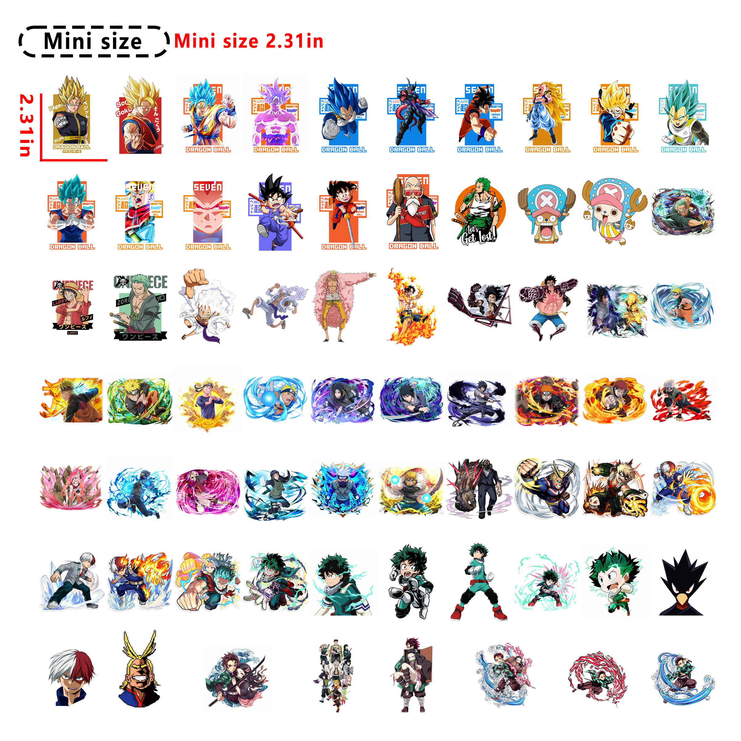 140pcs Anime mini size DTF heat transfer vinyl for T-shirt hoodies