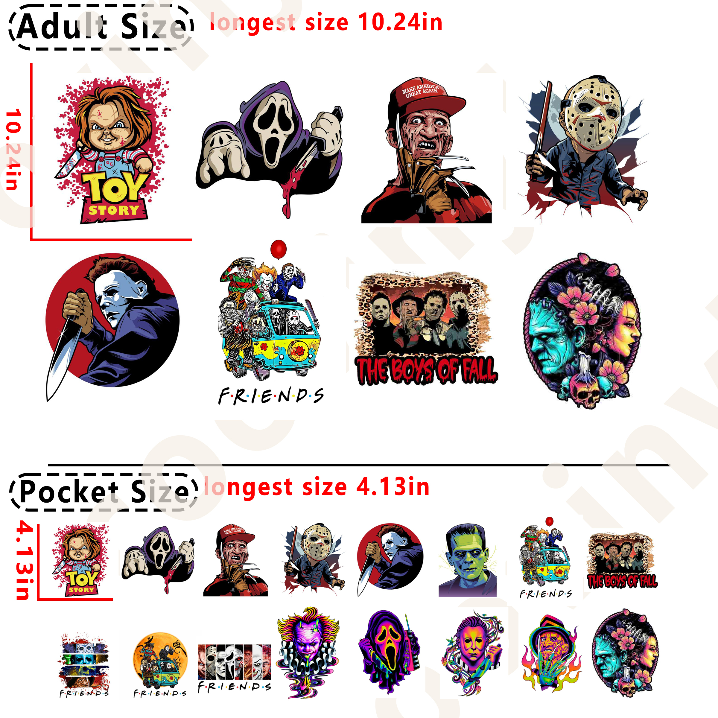 (N82) Horror Character DTF heat transfer vinyl for T-shirt hoodies