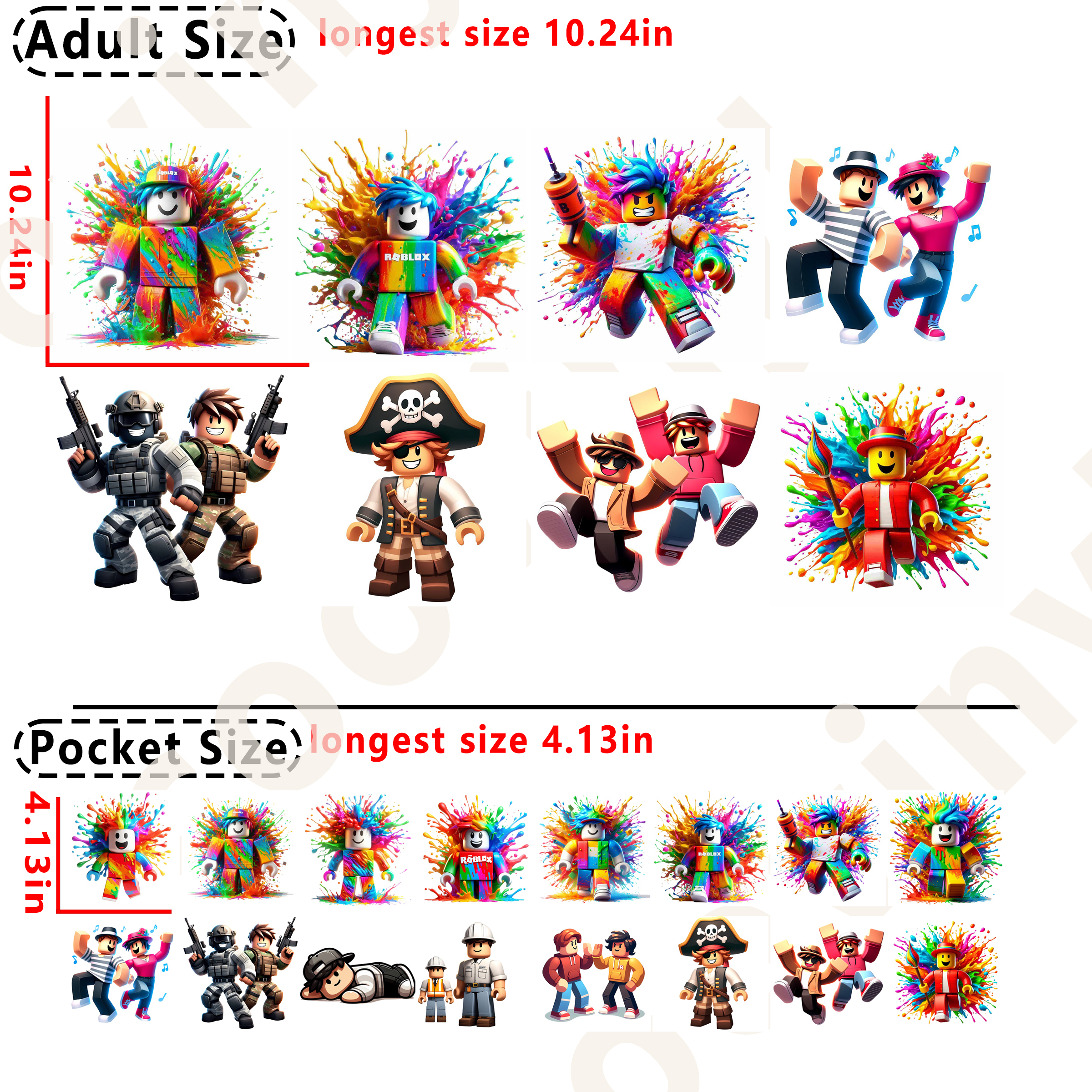 Roblox Game DTF heat transfer vinyl for T-shirt hoodies