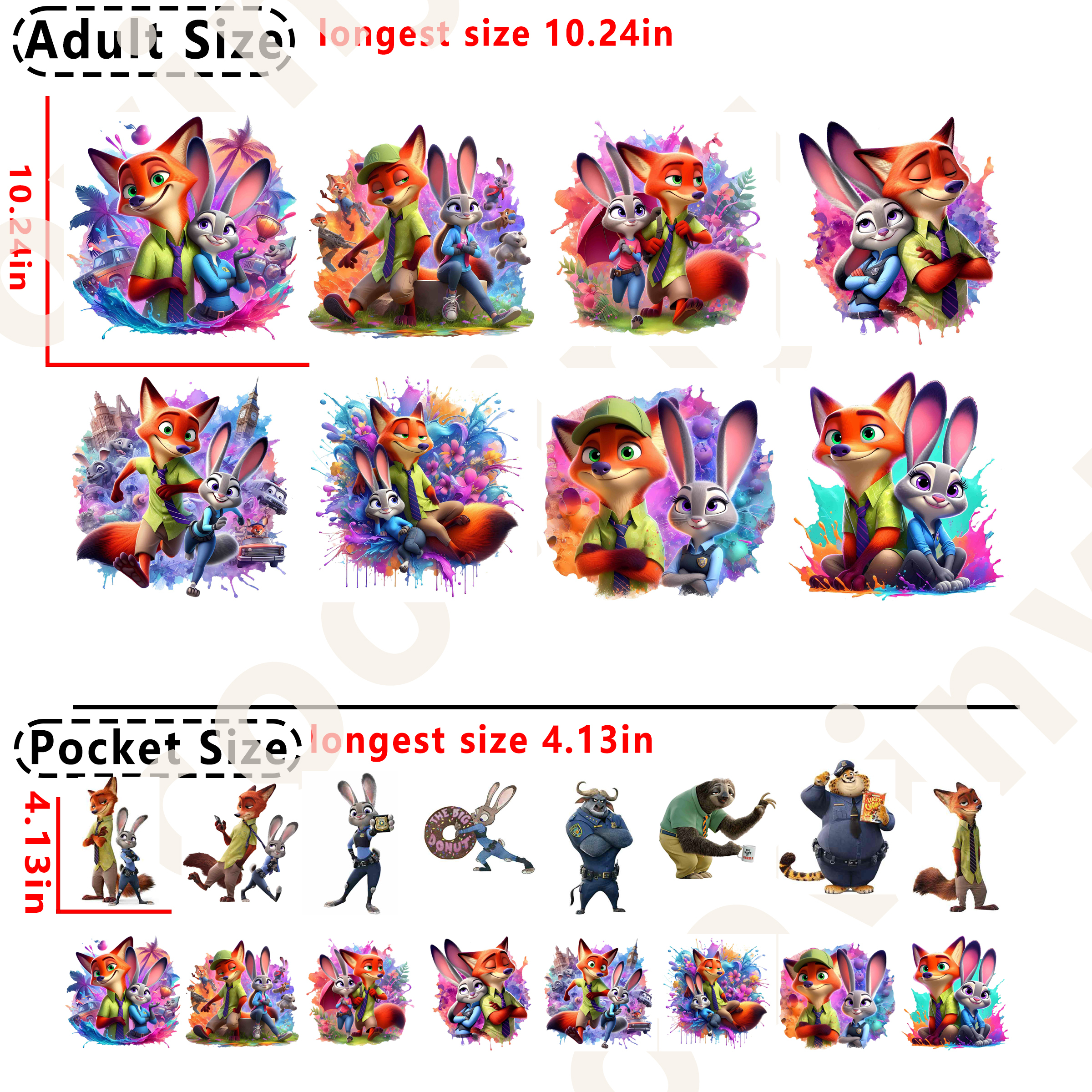 Zootopia Disney DTF heat transfer vinyl for T-shirt hoodies