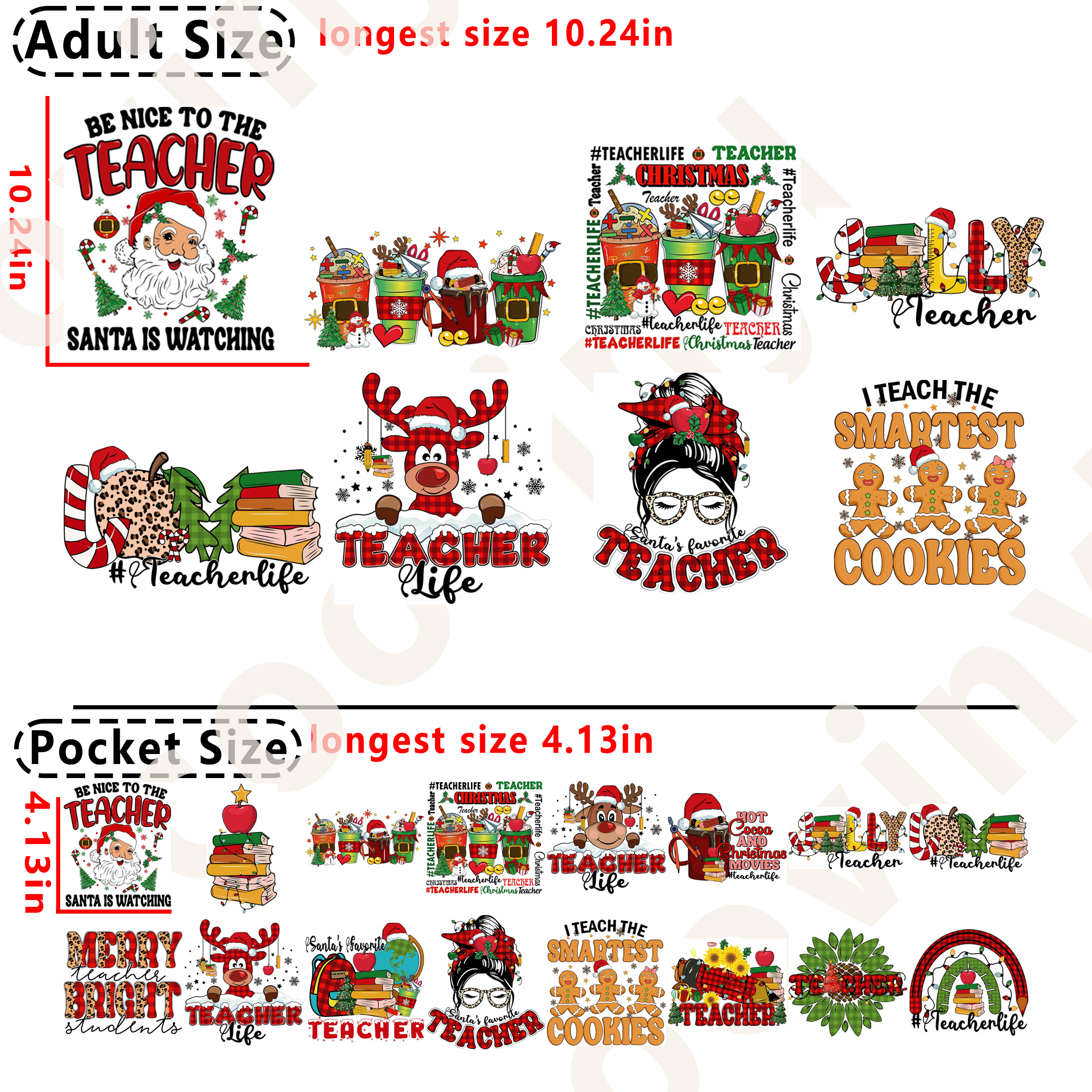 Christmas Teacher DTF heat transfer vinyl for T-shirt hoodies