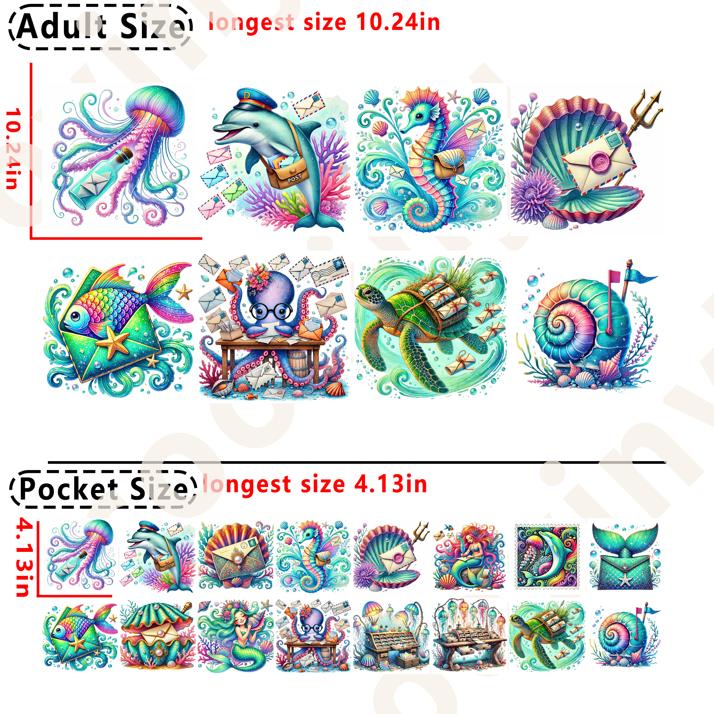 Sea Creatures DTF heat transfer vinyl for T-shirt hoodies