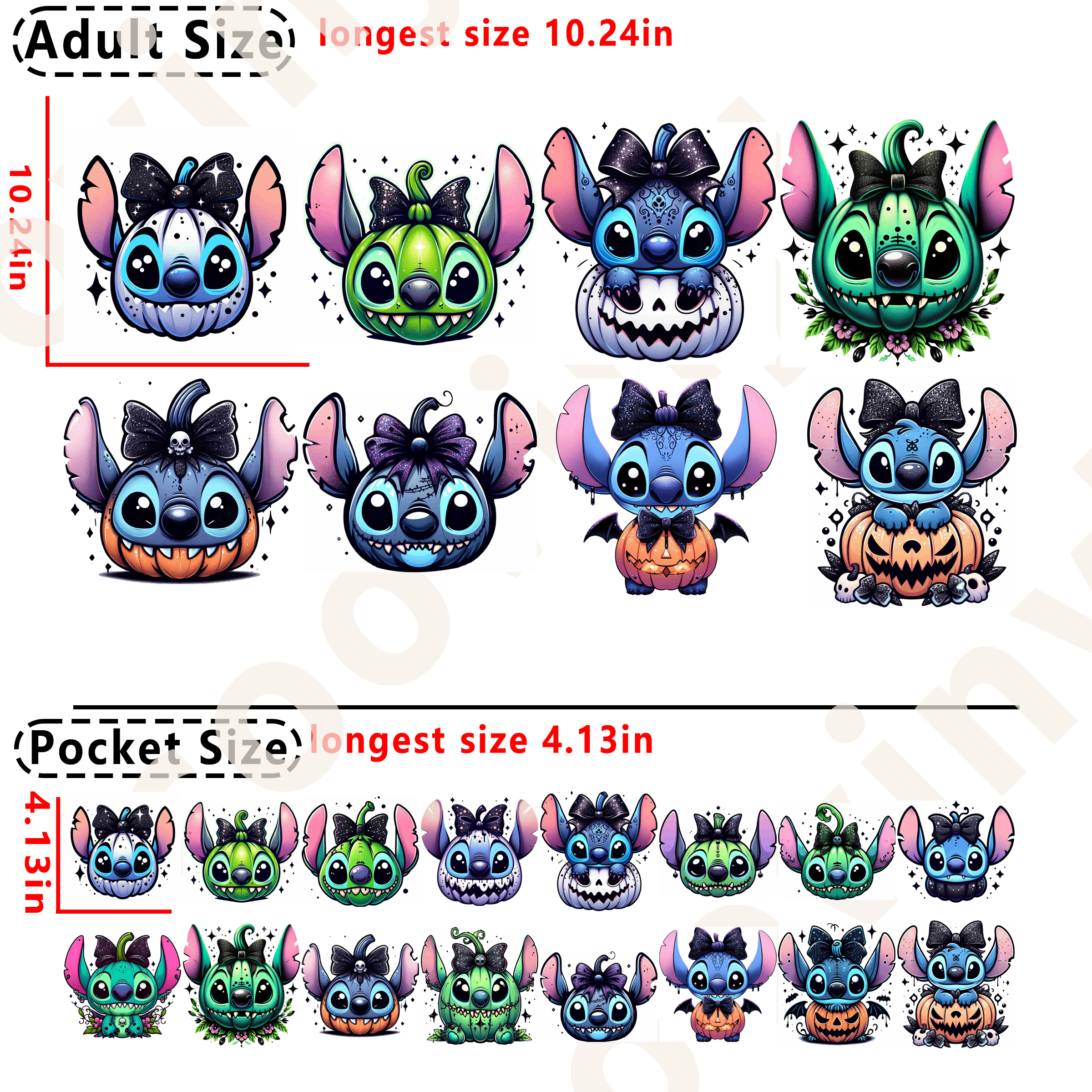 Stitch Pumpkin DTF heat transfer vinyl for T-shirt hoodies