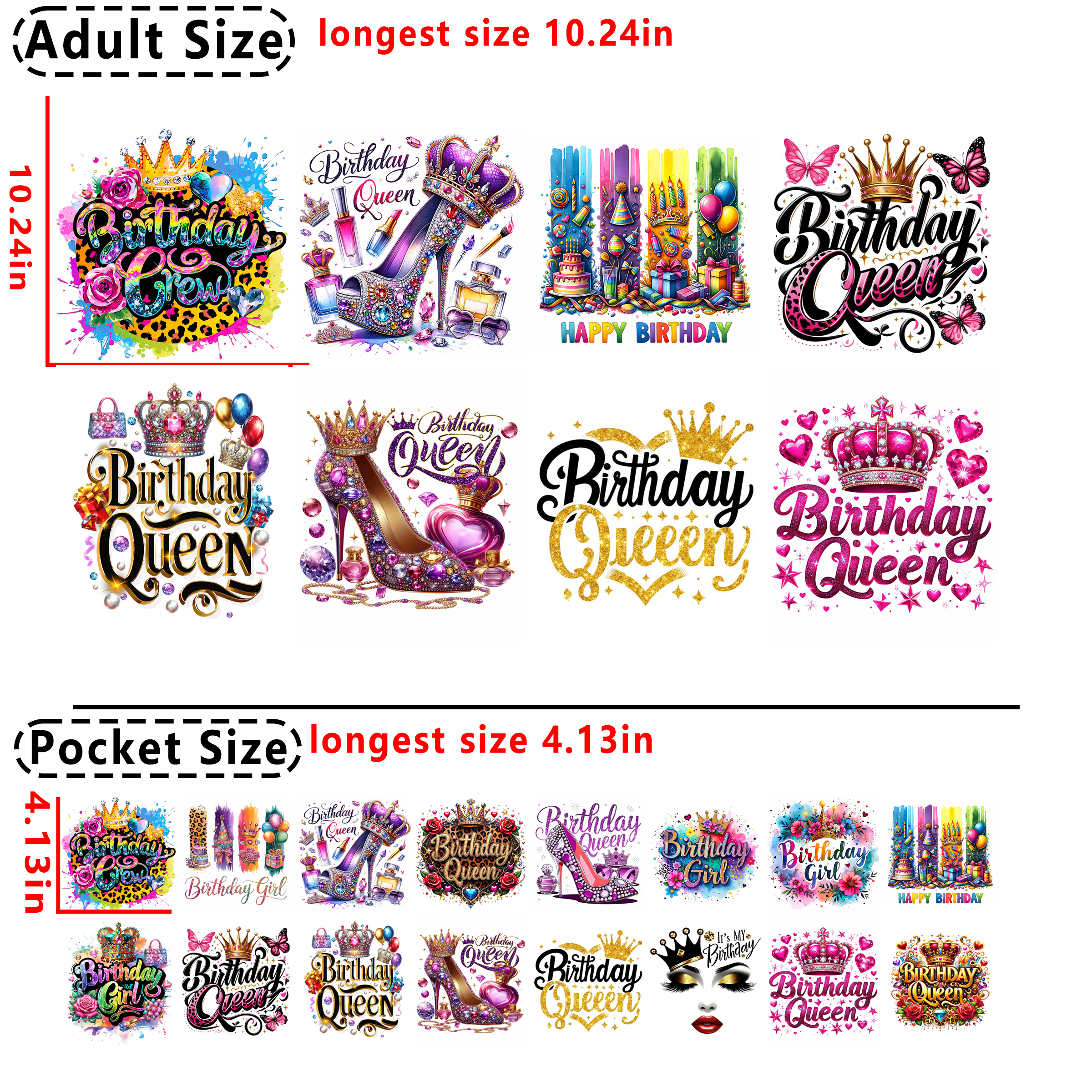 Birthday Queen DTF heat transfer vinyl for T-shirt hoodies