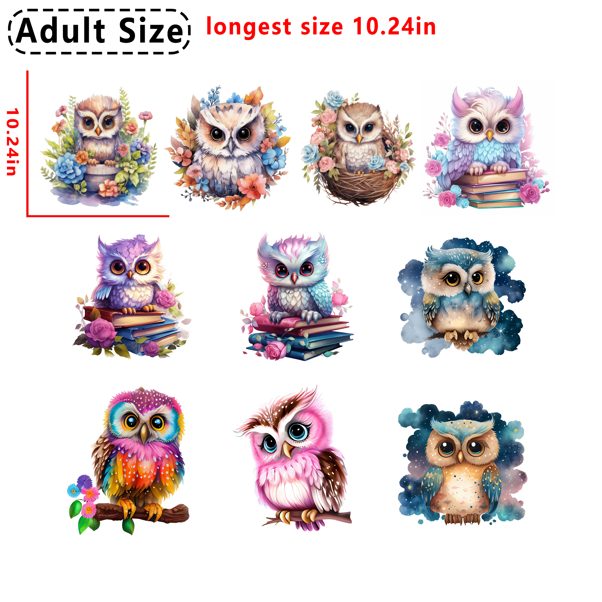 Owl Cute Animals DTF heat transfer vinyl for T-shirt hoodies