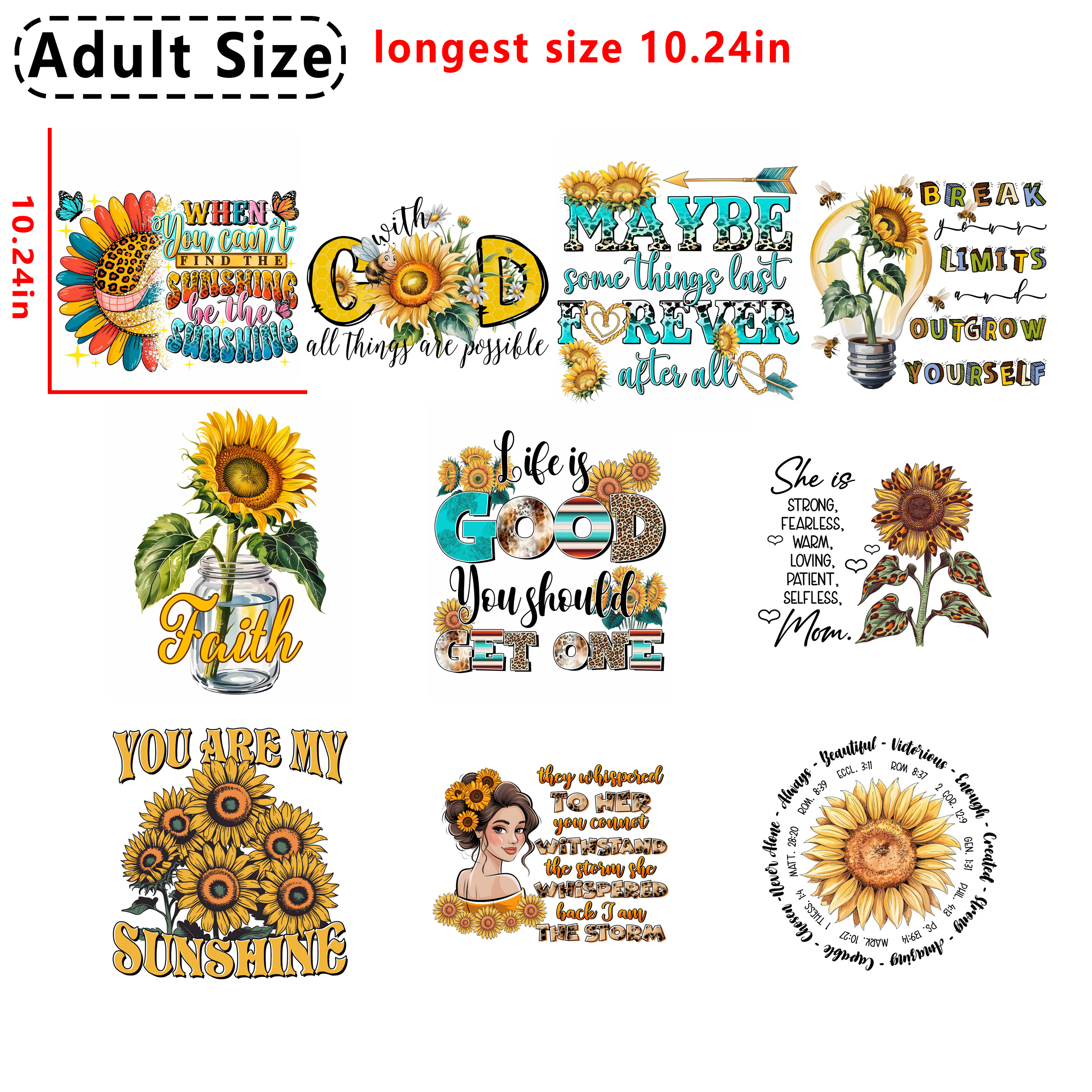 Sunflower Faith DTF heat transfer vinyl for T-shirt hoodies