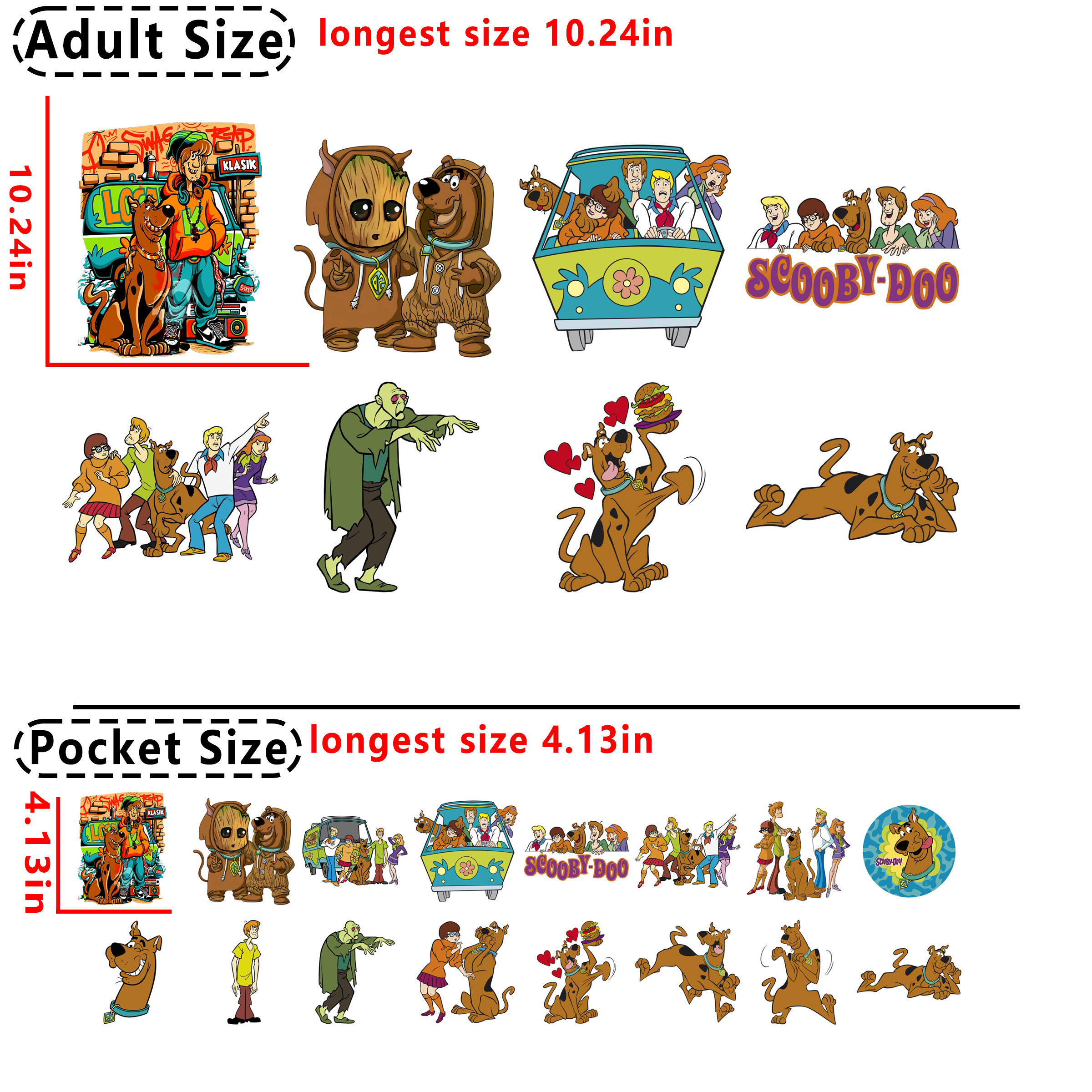 (A11) Scoobydoo DTF heat transfer vinyl for T-shirt hoodies