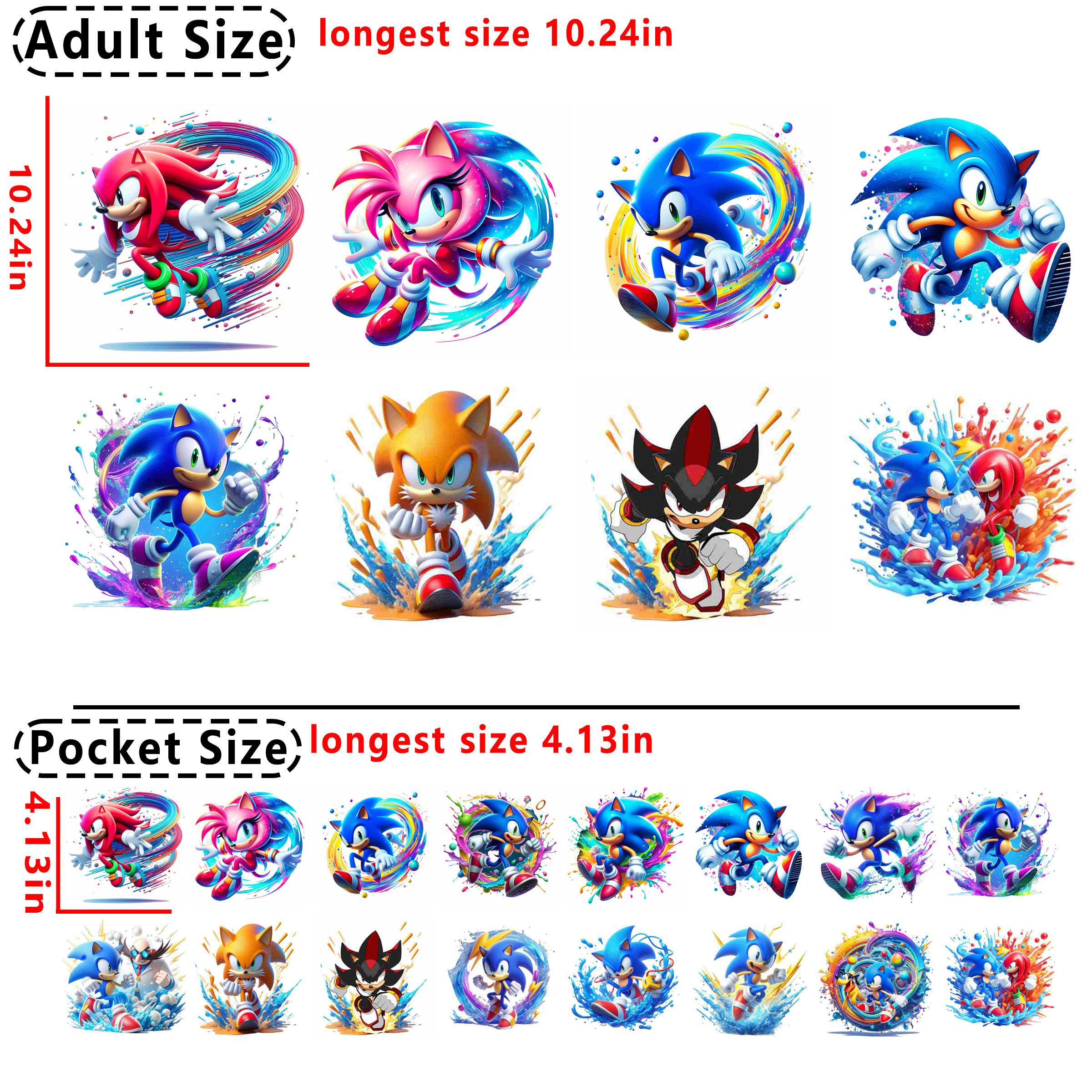 (A56) Sonic Game DTF heat transfer vinyl for T-shirt hoodies