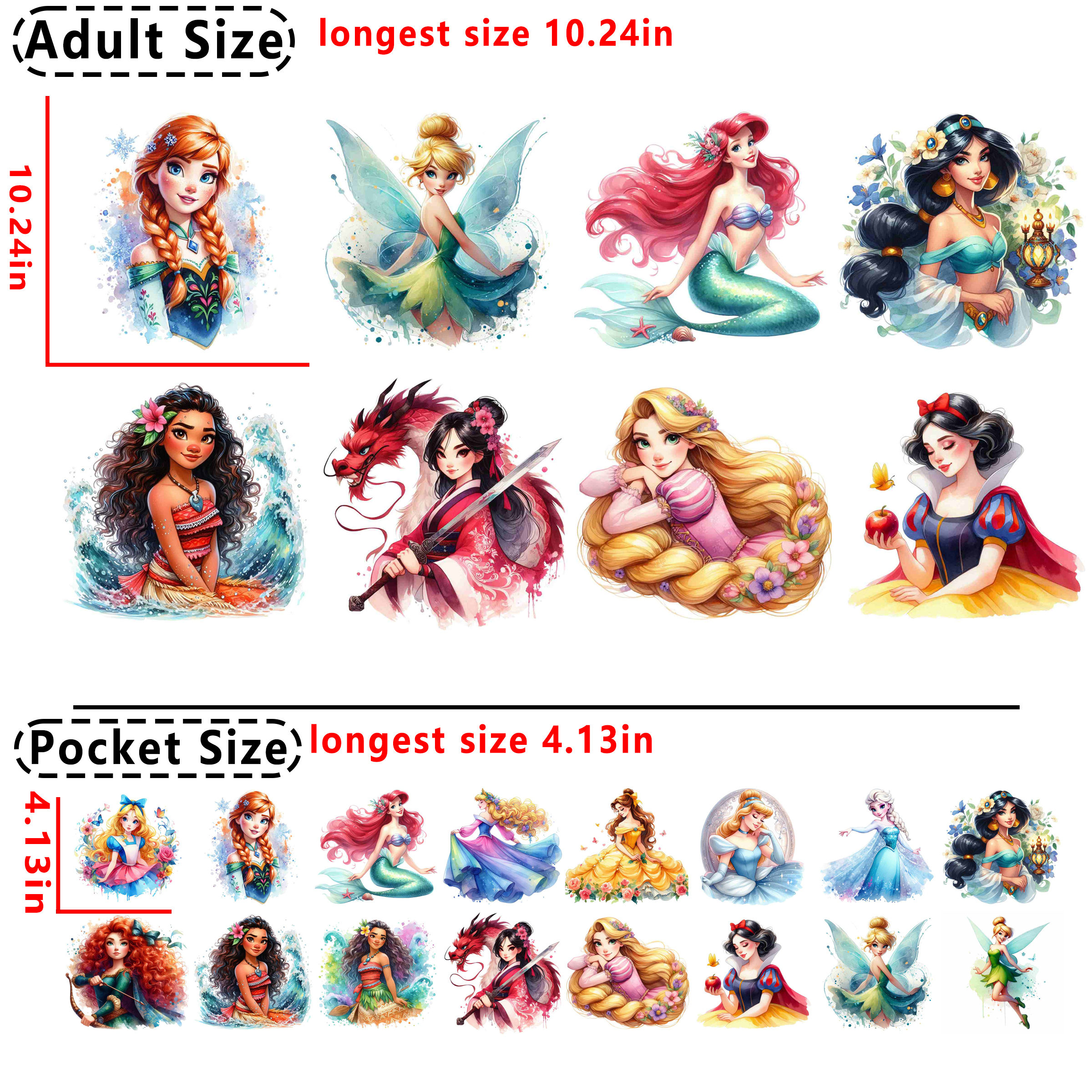 Disney Princess DTF heat transfer vinyl for T-shirt hoodies