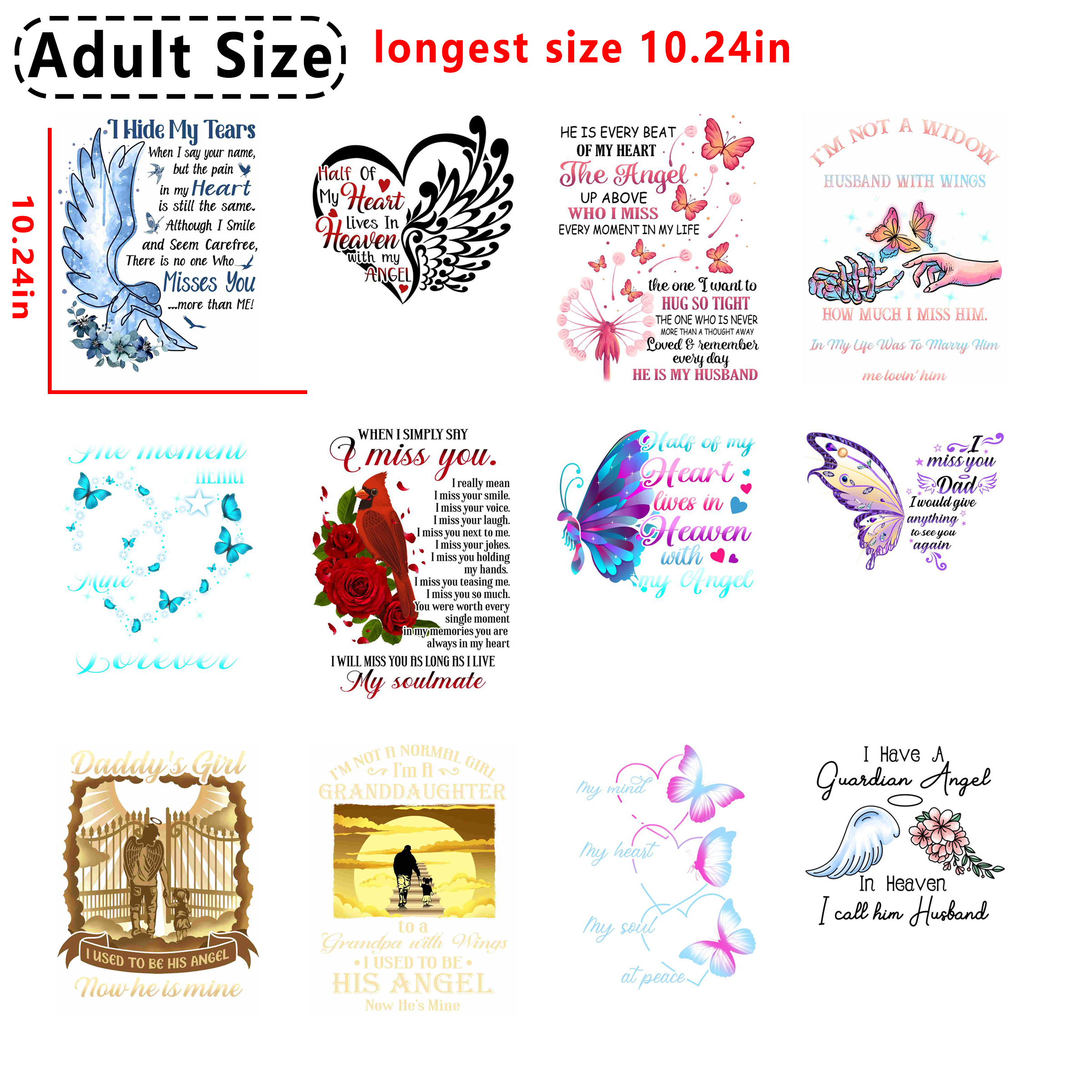 Angel Memorial DTF heat transfer vinyl for T-shirt hoodies