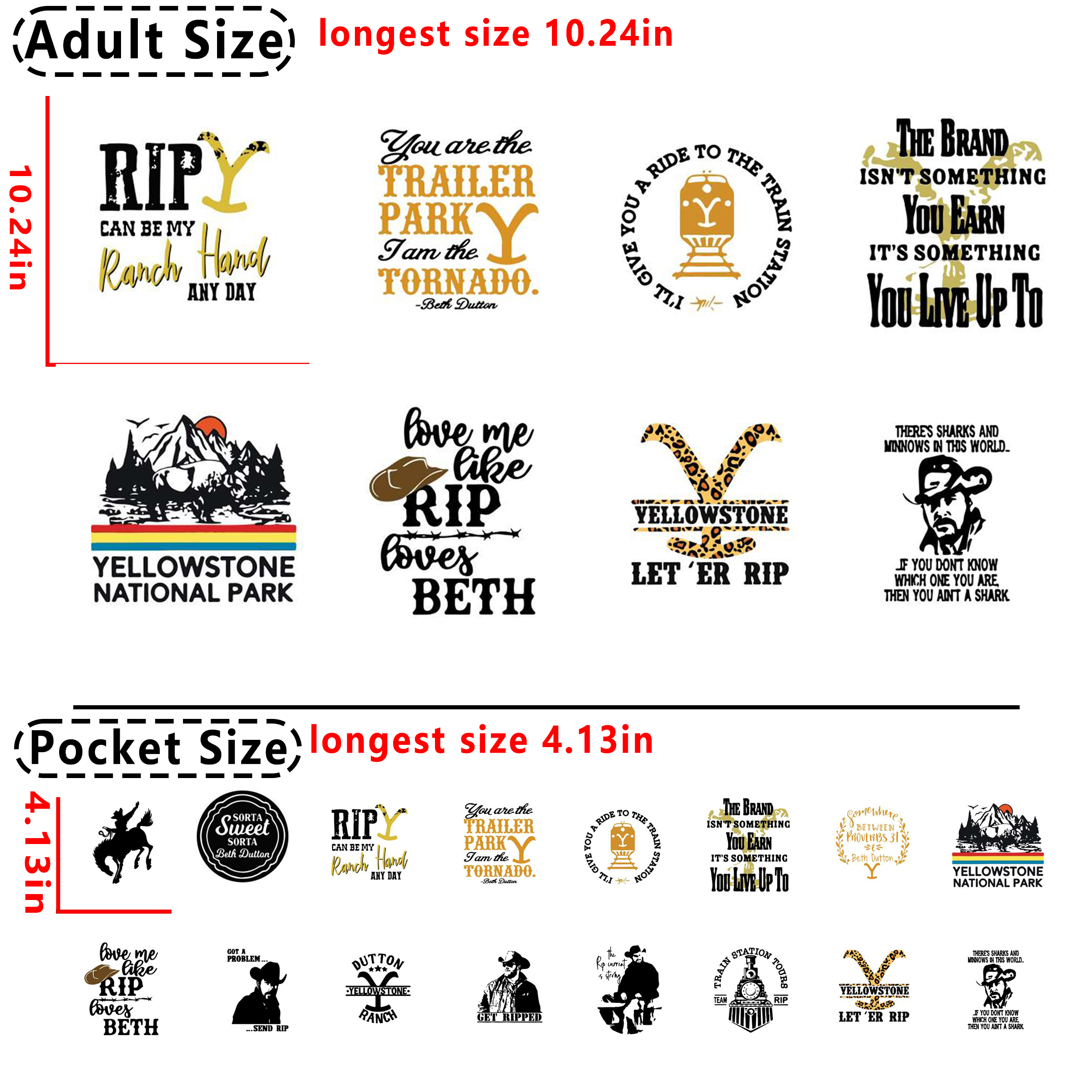Yellow Stone Movie DTF heat transfer vinyl for T-shirt hoodies
