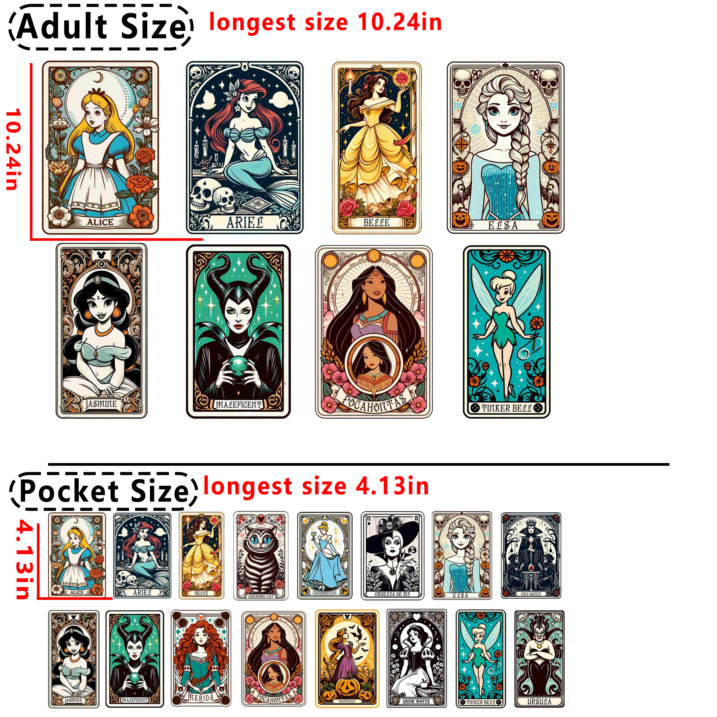 (C29) Princess Tarot DTF heat transfer vinyl for T-shirt hoodies