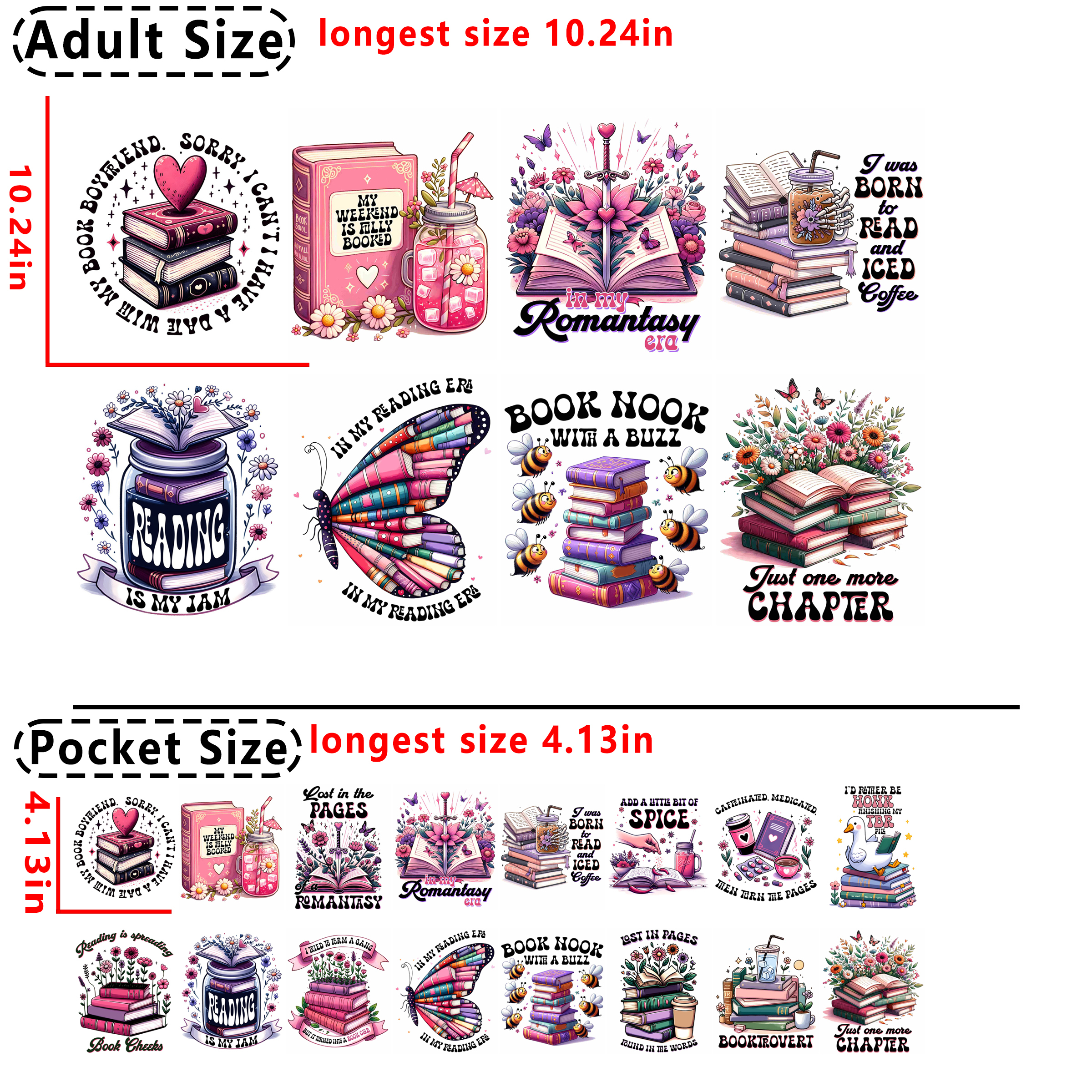 (C33) Books Reading DTF heat transfer vinyl for T-shirt hoodies