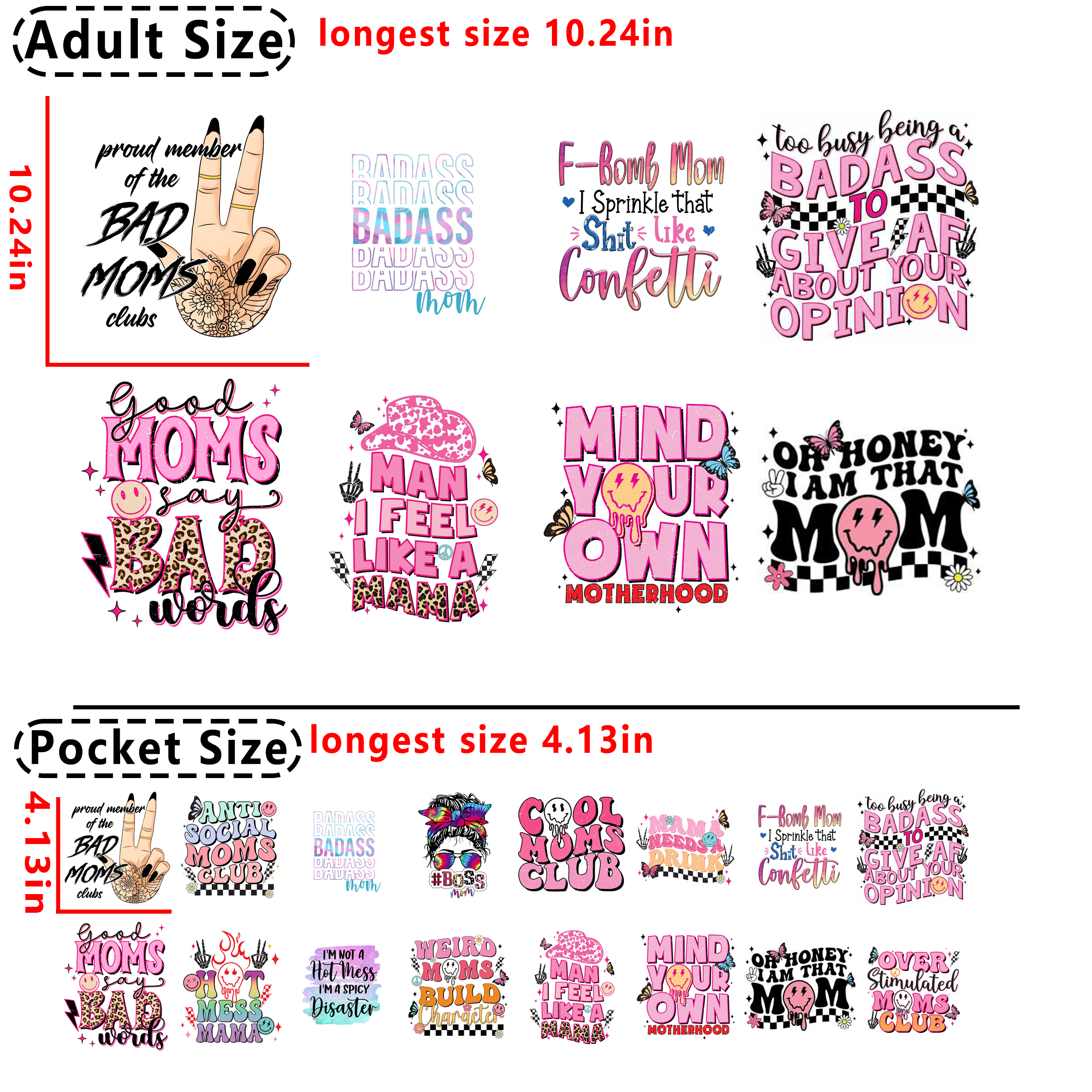 (C66) Bad Mom DTF heat transfer vinyl for T-shirt hoodies