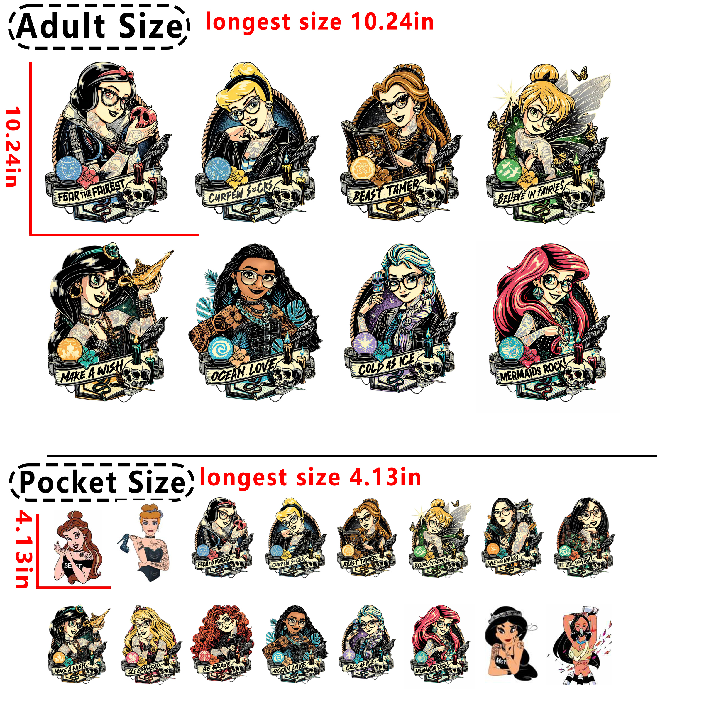 (D13) Tattoo Princess DTF heat transfer vinyl for T-shirt hoodies