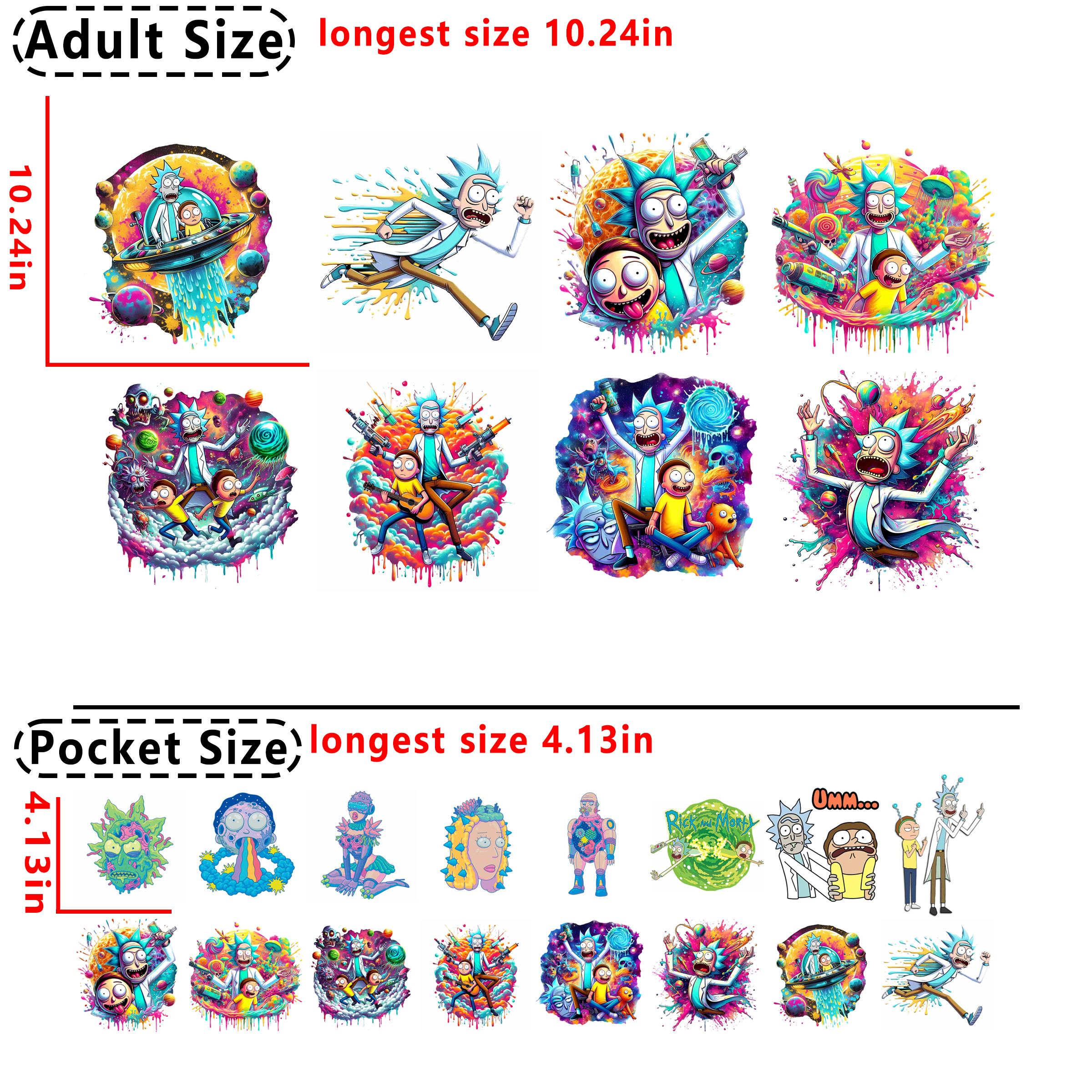 (D43) Rick and Morty DTF heat transfer vinyl for T-shirt hoodies