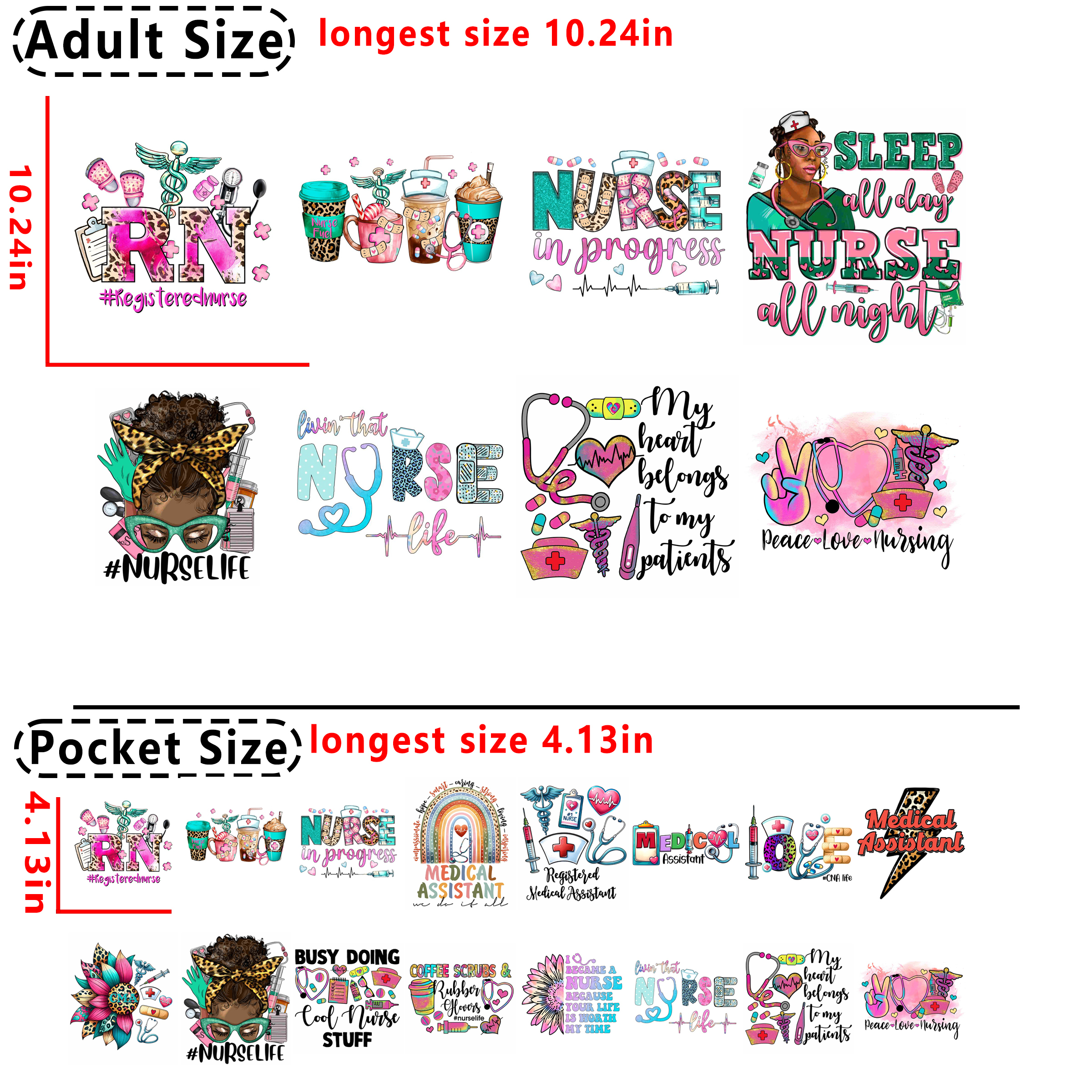(D45) Nurse DTF heat transfer vinyl for T-shirt hoodies