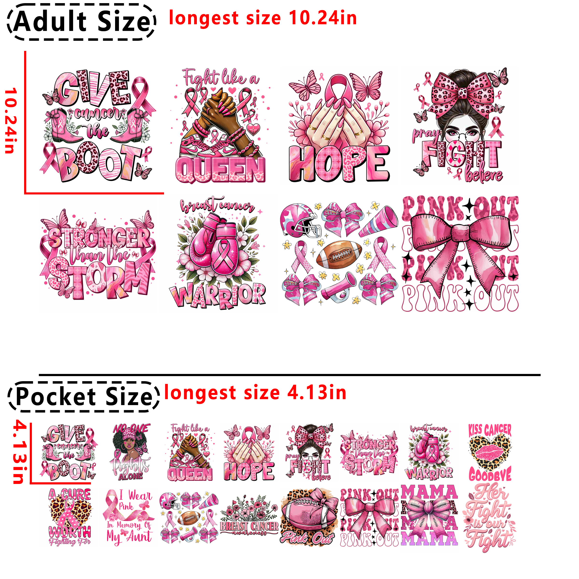 (D46) Cancer Awareness  DTF heat transfer vinyl for T-shirt hoodies