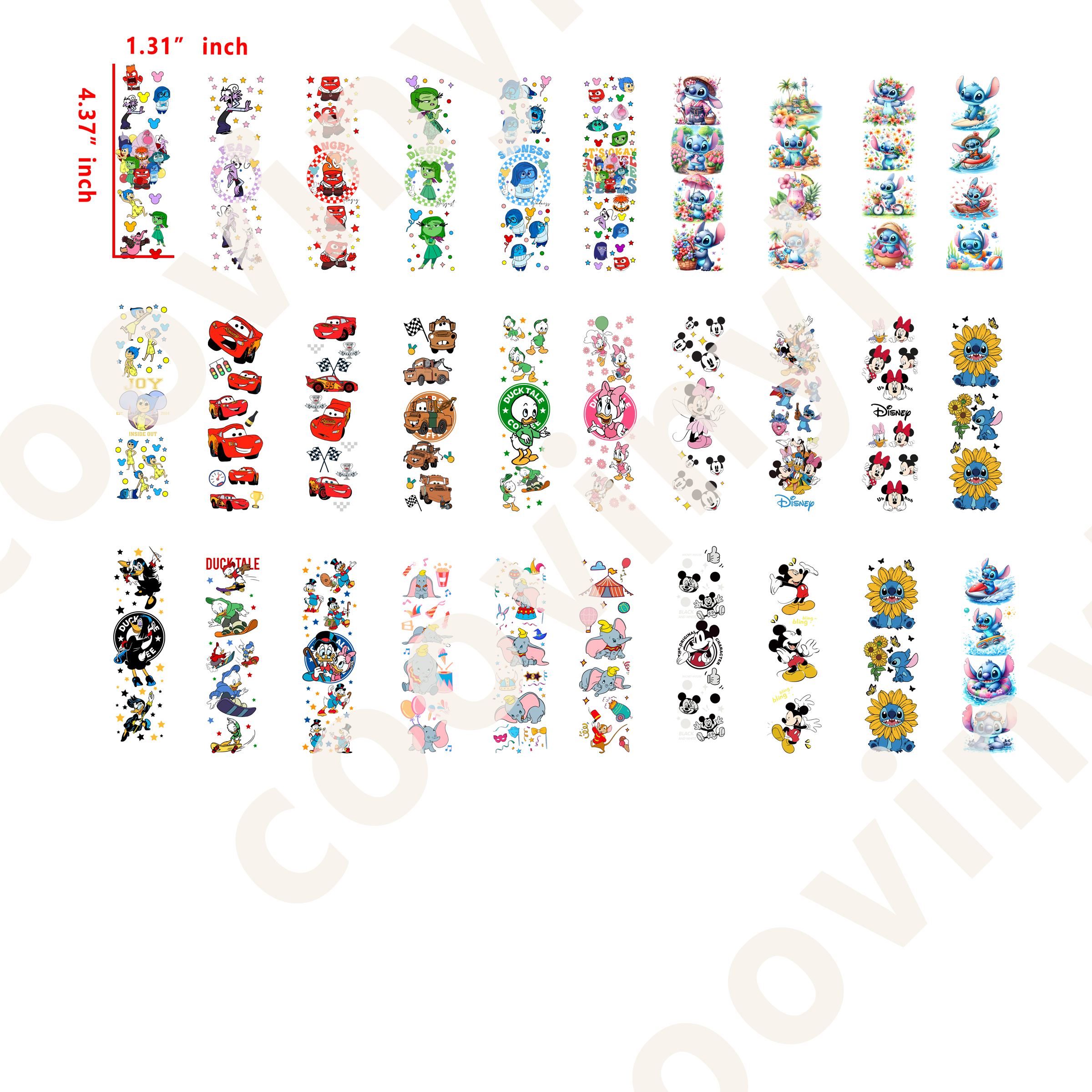 60 PCS Disney Mixed Pen Wraps Bookmark 16OZ water proof