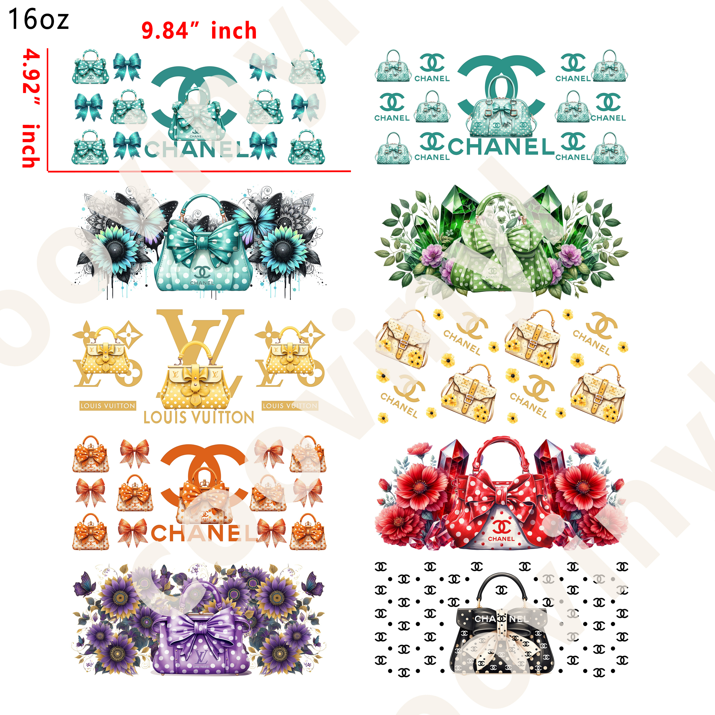 (H11) 20 PCS Bow Bag designer cup wraps 16OZ tumbler water proof