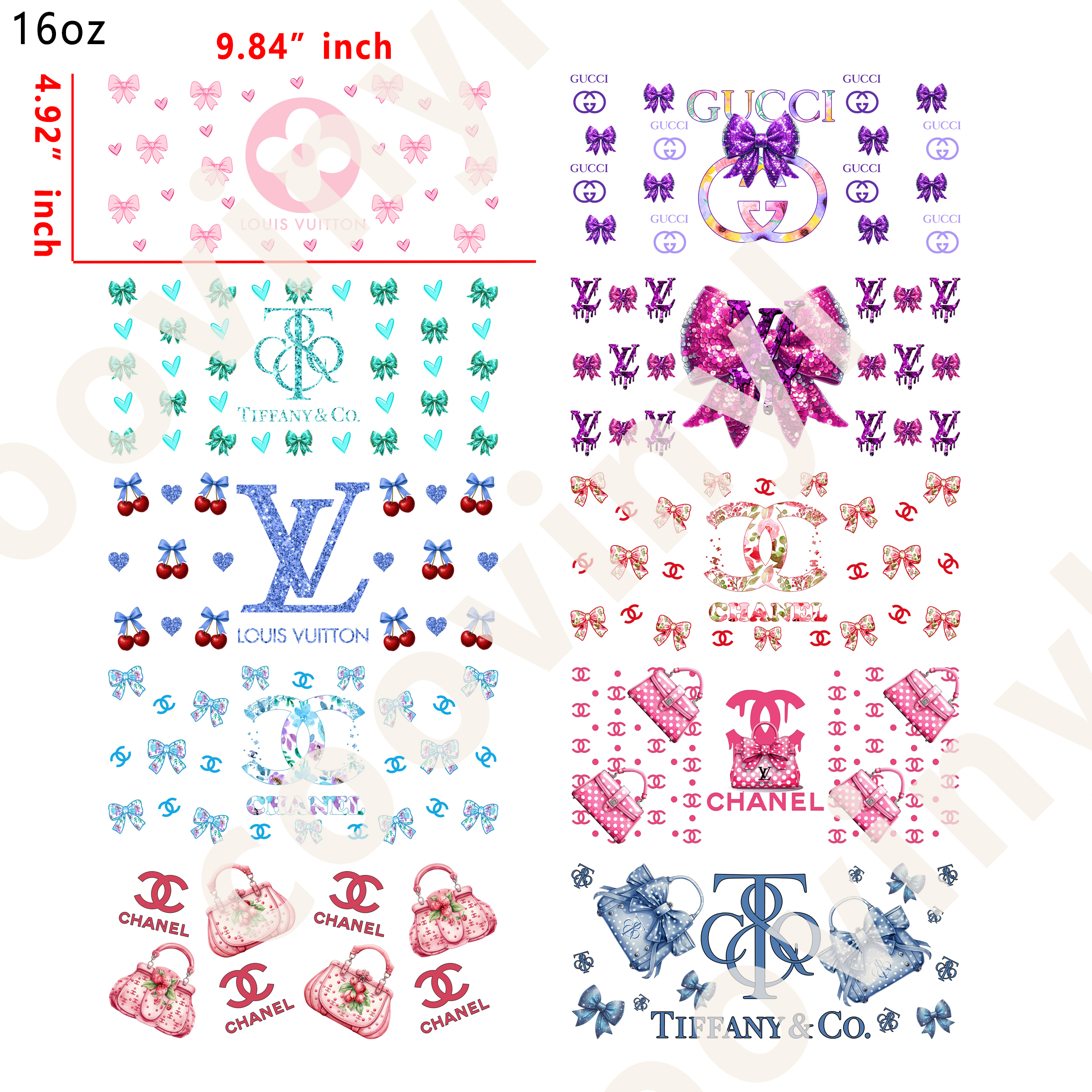 (H12) 20 PCS Bow Bag designer cup wraps 16OZ tumbler water proof