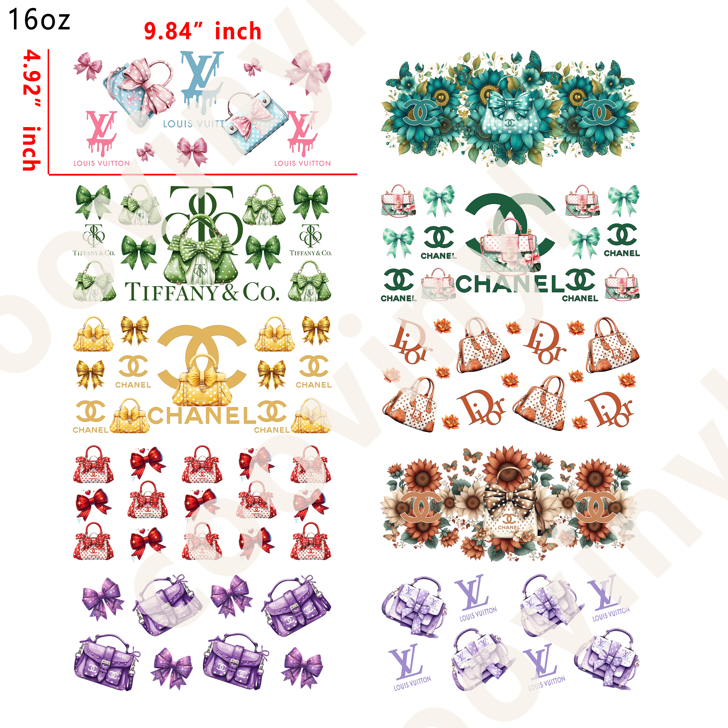 (H12) 20 PCS Bow Bag designer cup wraps 16OZ tumbler water proof