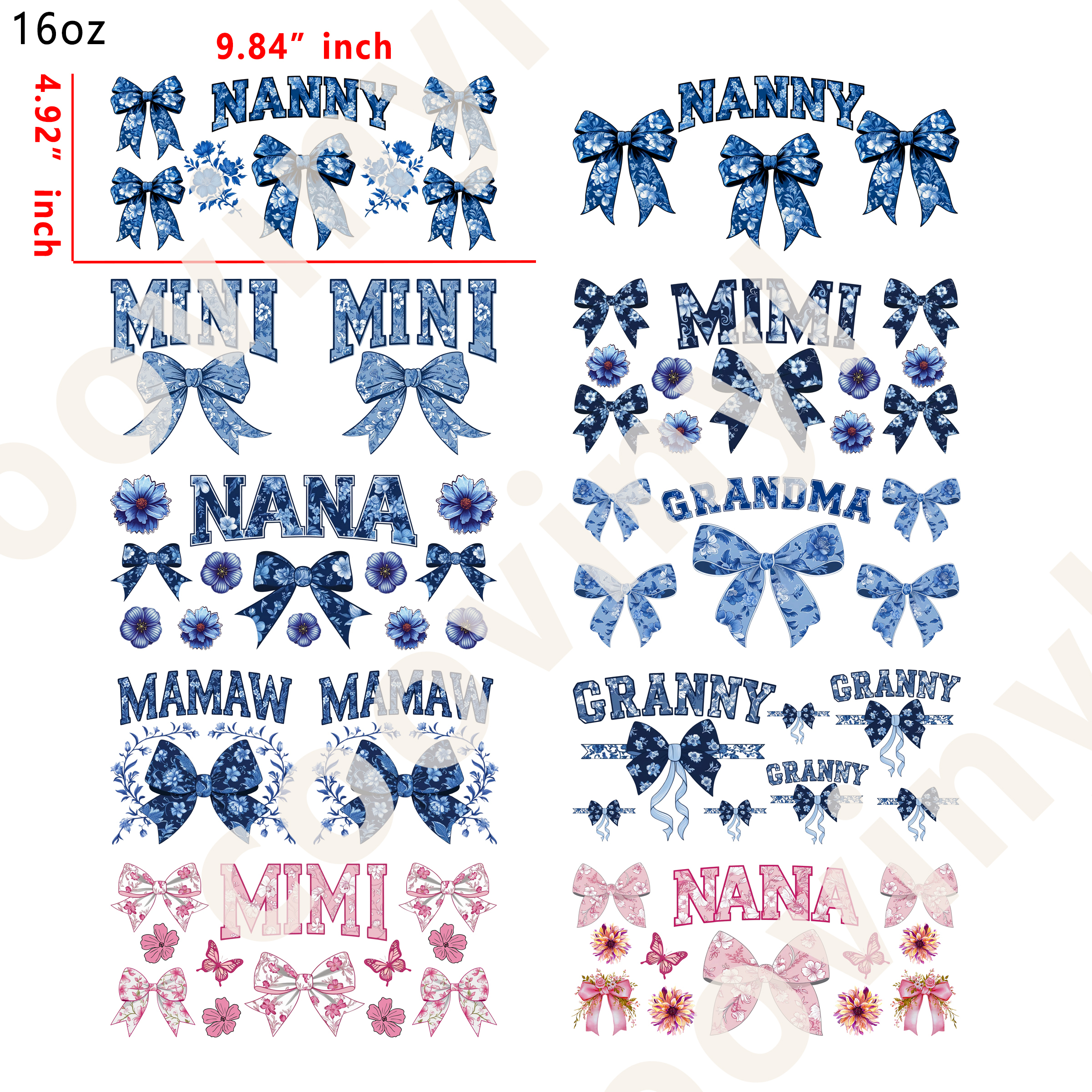 20 PCS Family Name cup wraps 16OZ tumbler water proof