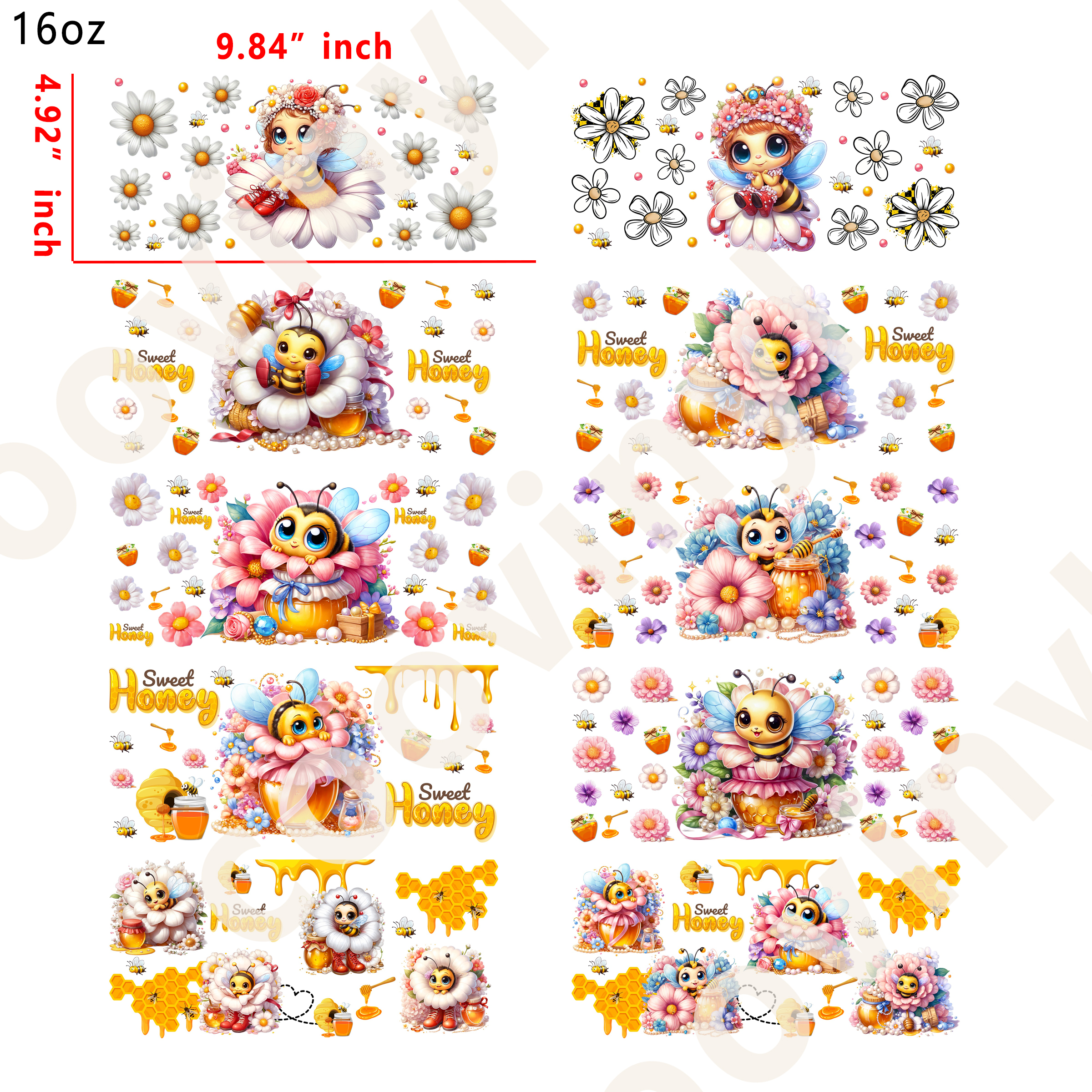 20 PCS Valentine bow cup wraps 16OZ tumbler water proof