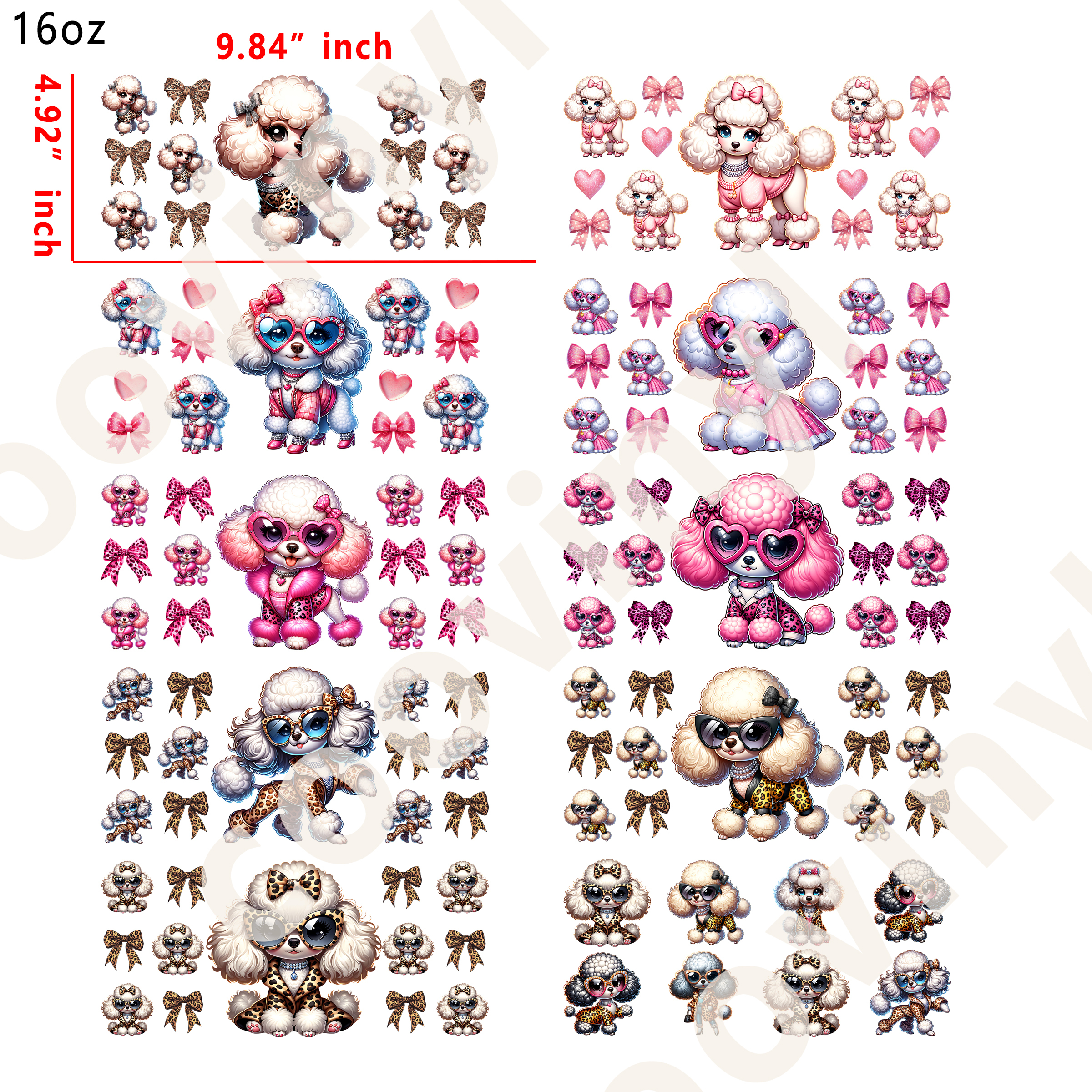 10 PCS Dog animal  cup wraps 16OZ tumbler water proof