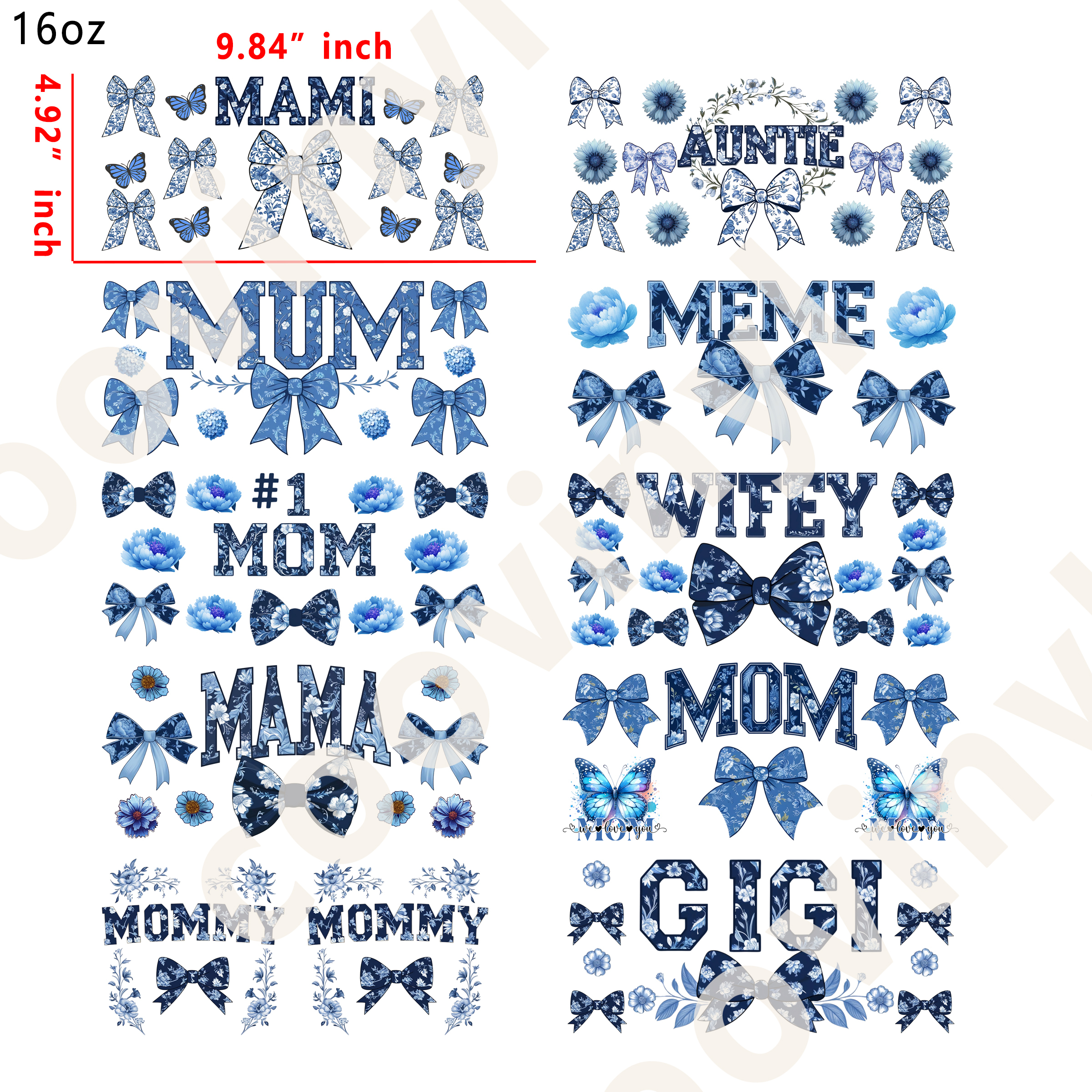 20 PCS Family Name cup wraps 16OZ tumbler water proof