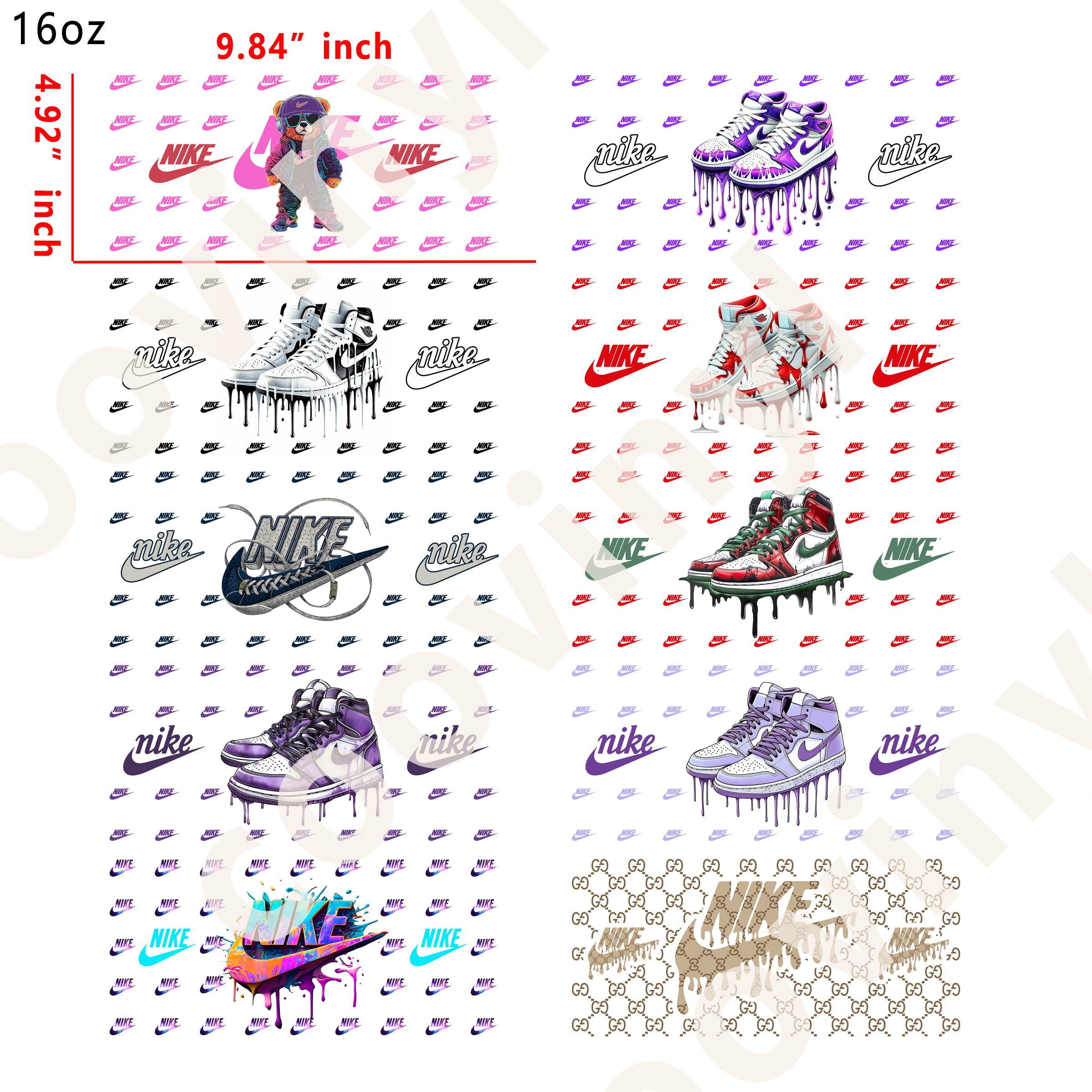 20 PCS Nike sneaker cup wraps 16OZ tumbler water proof