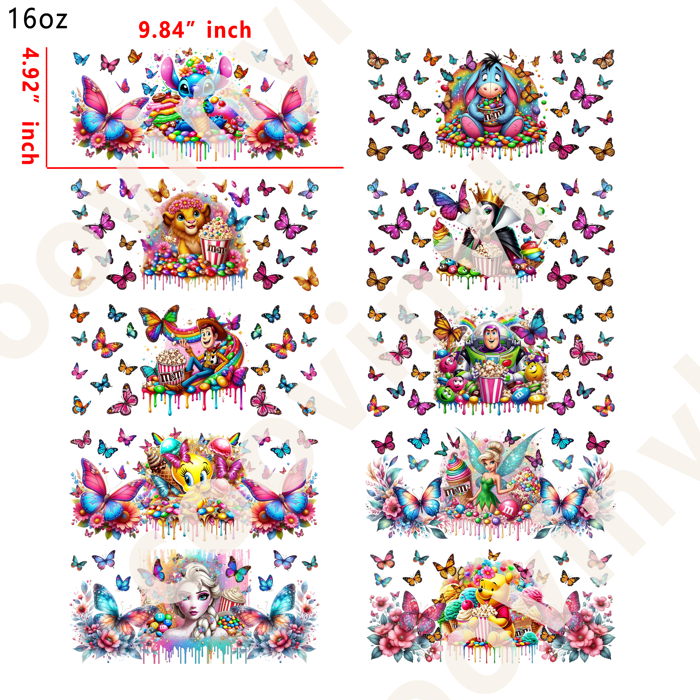 20 PCS disney MM chocolate cup wraps 16OZ tumbler water proof