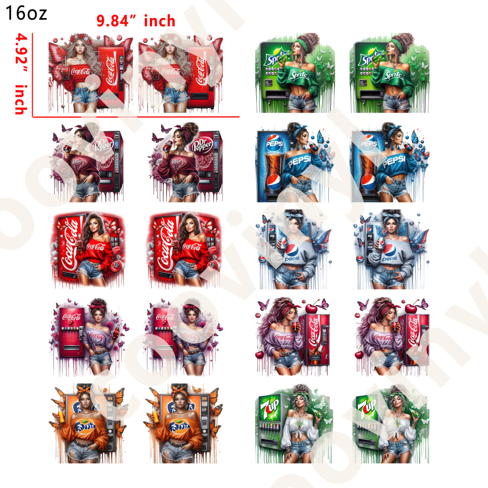 20 PCS Drink cup wraps 16OZ tumbler water proof