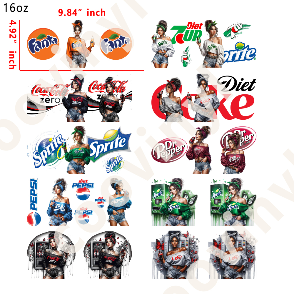 20 PCS Drink cup wraps 16OZ tumbler water proof