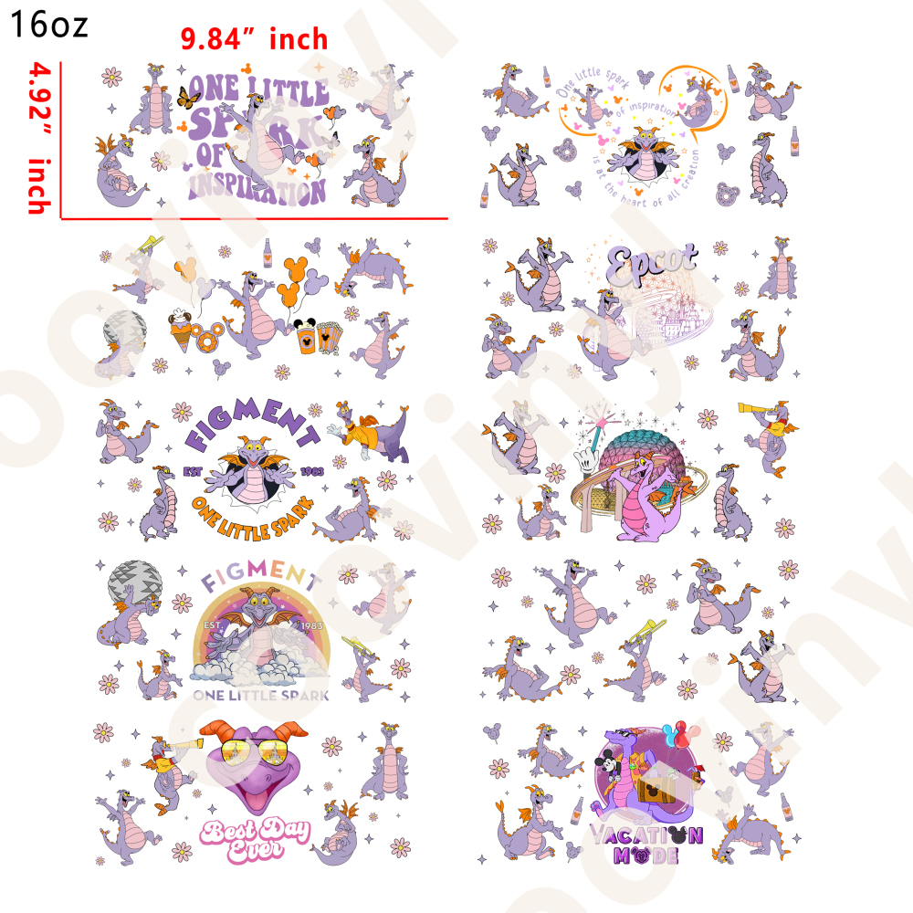 10 PCS figment cup wraps 16OZ tumbler water proof