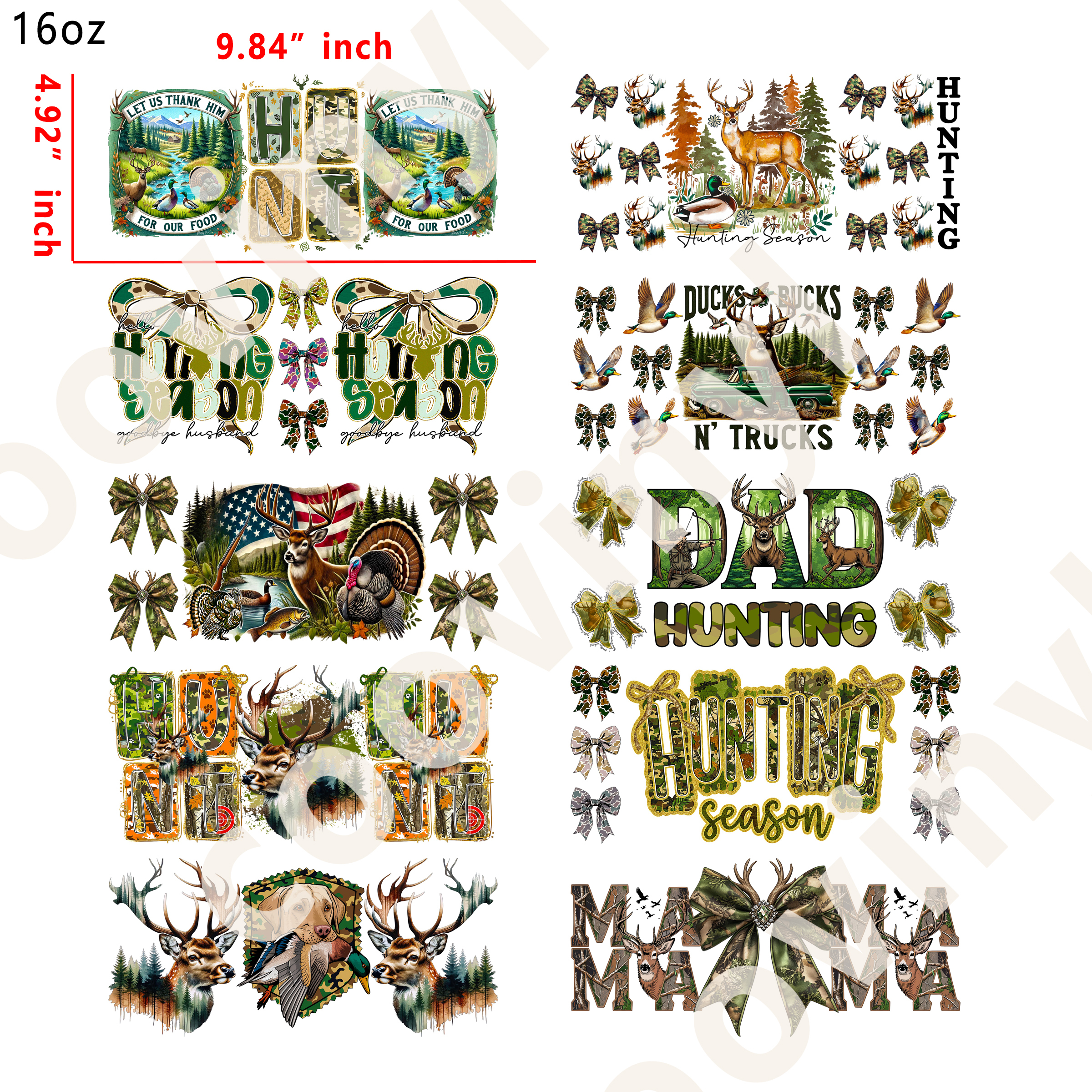 10 PCS hunting cup wraps 16OZ tumbler water proof