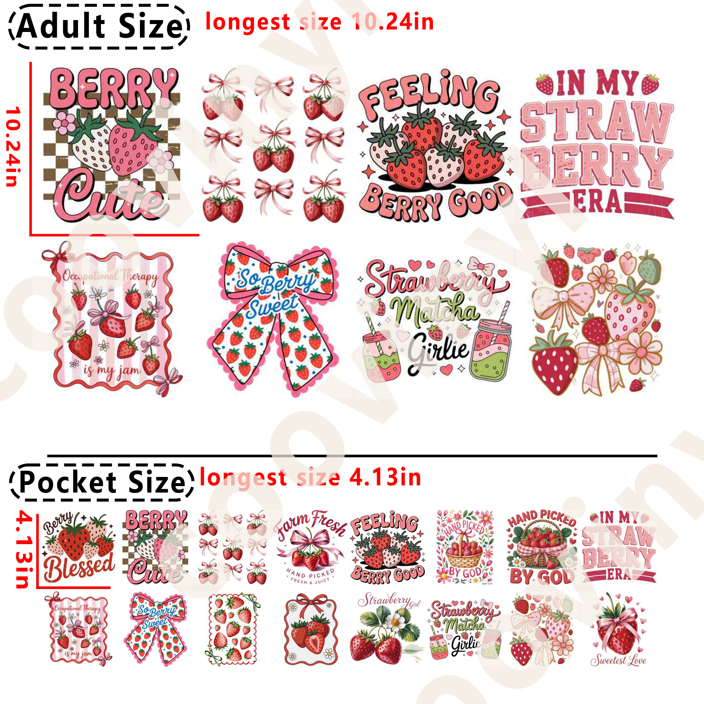 Strawberry Bow DTF heat transfer vinyl for T-shirt hoodies