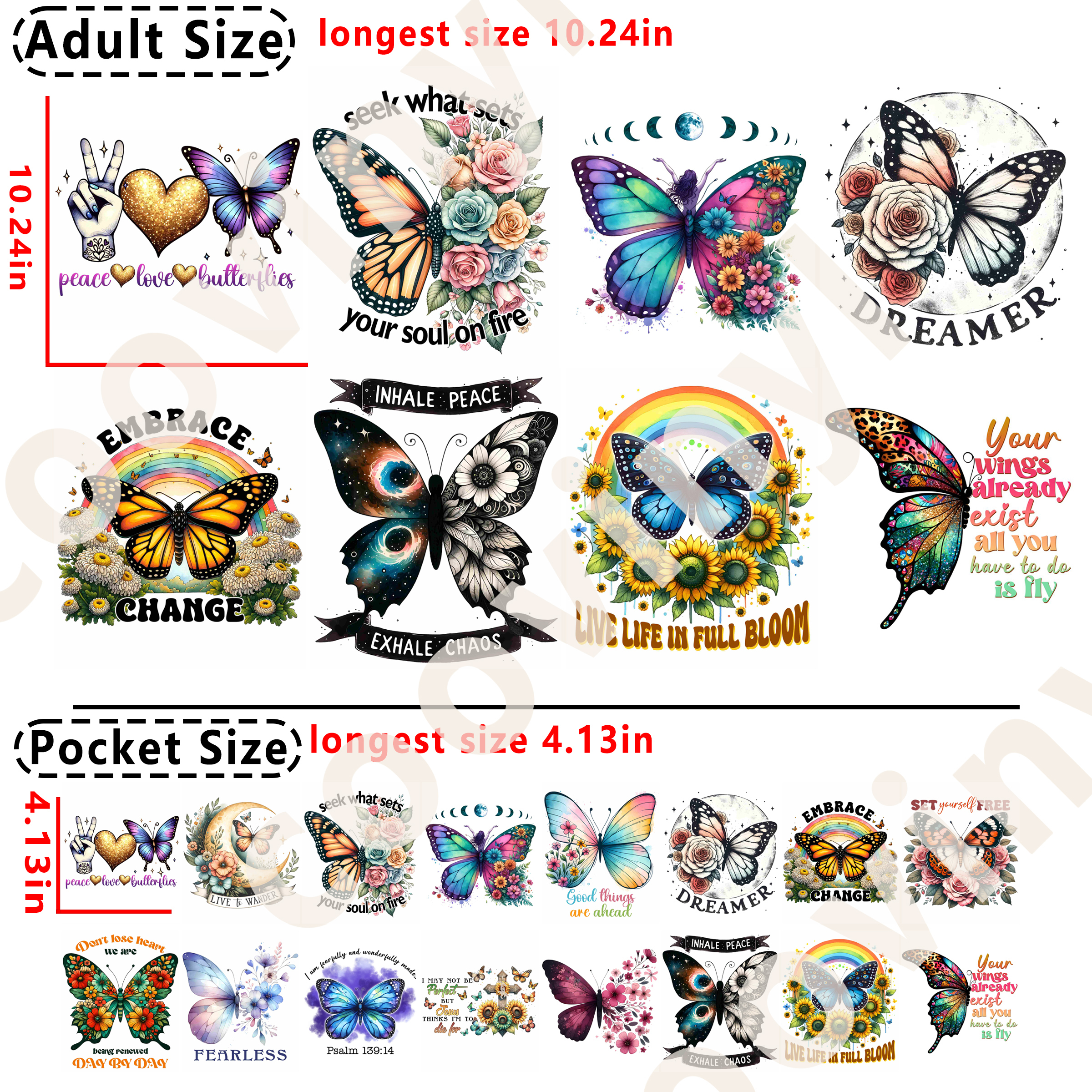 Butterfly DTF heat transfer vinyl for T-shirt hoodies
