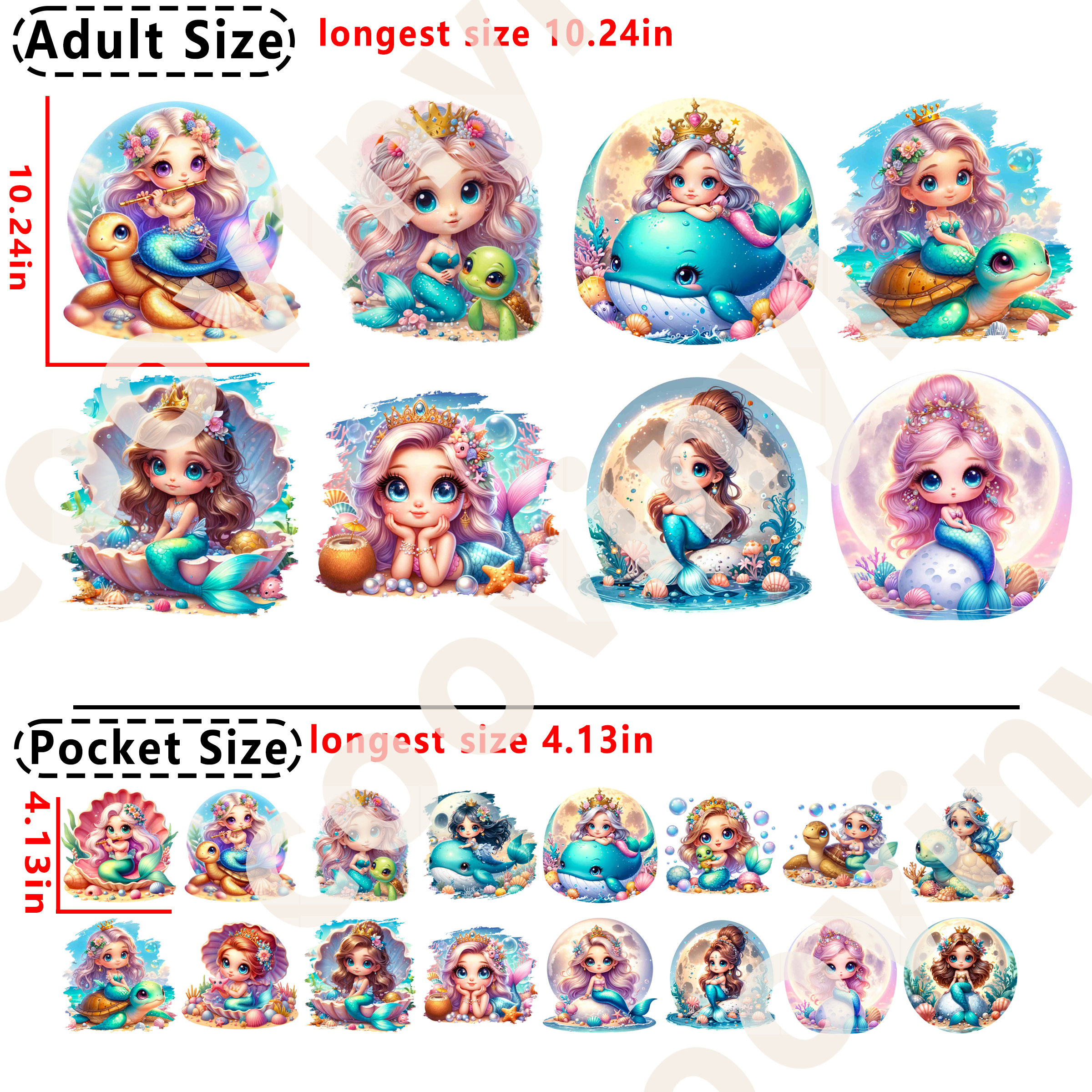 Mermaid DTF heat transfer vinyl for T-shirt hoodies