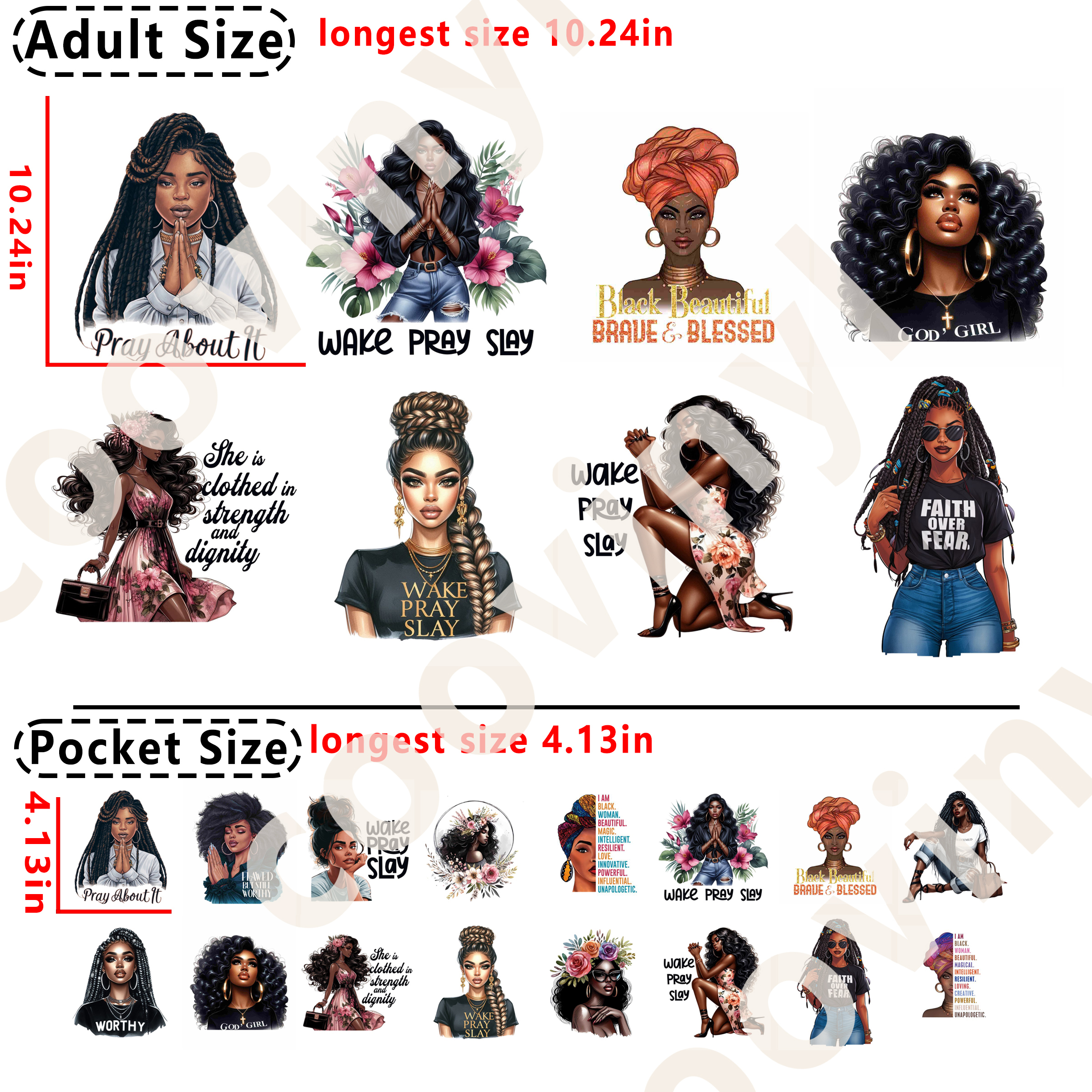 Black Women Prayer  DTF heat transfer vinyl for T-shirt hoodies