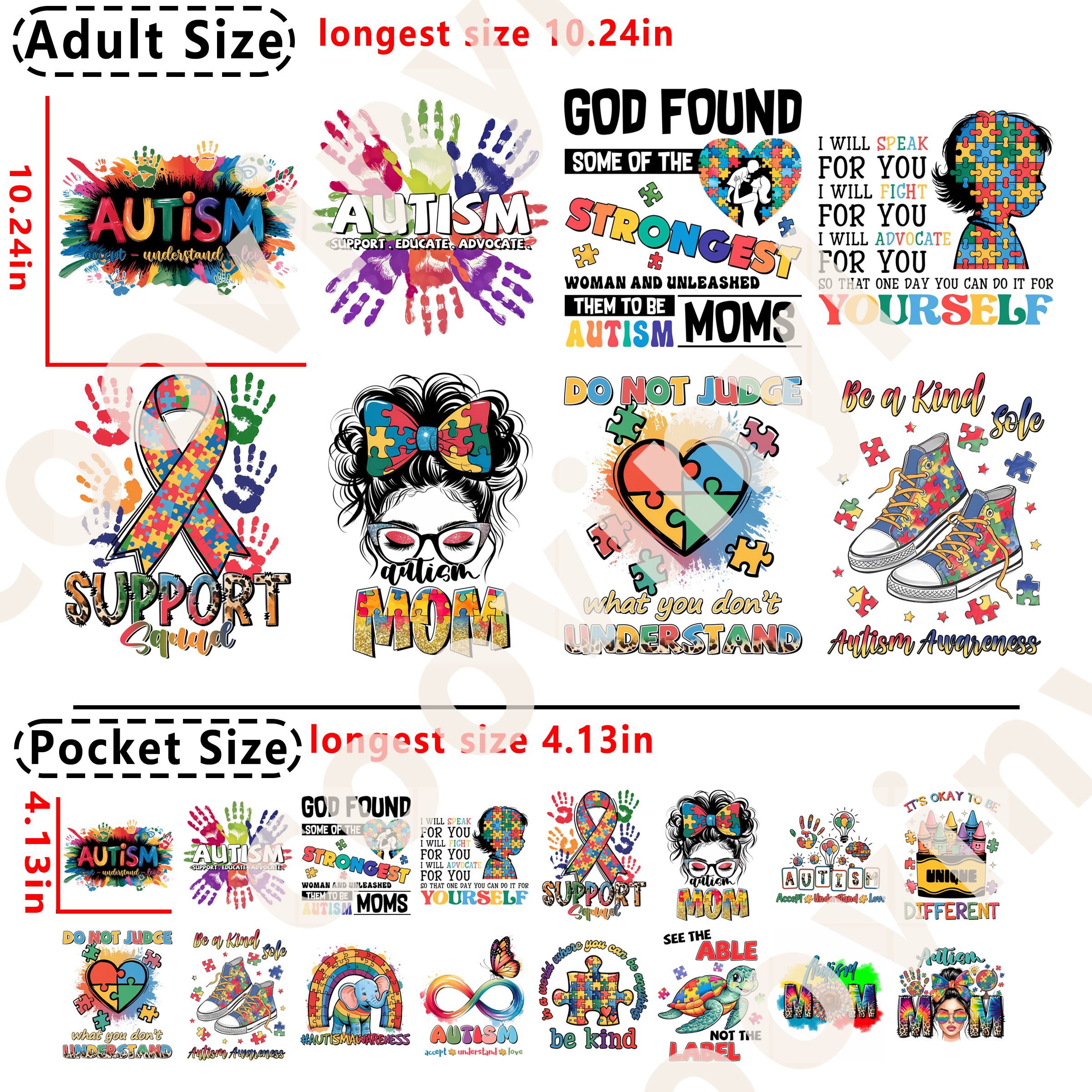Autism DTF heat transfer vinyl for T-shirt hoodies