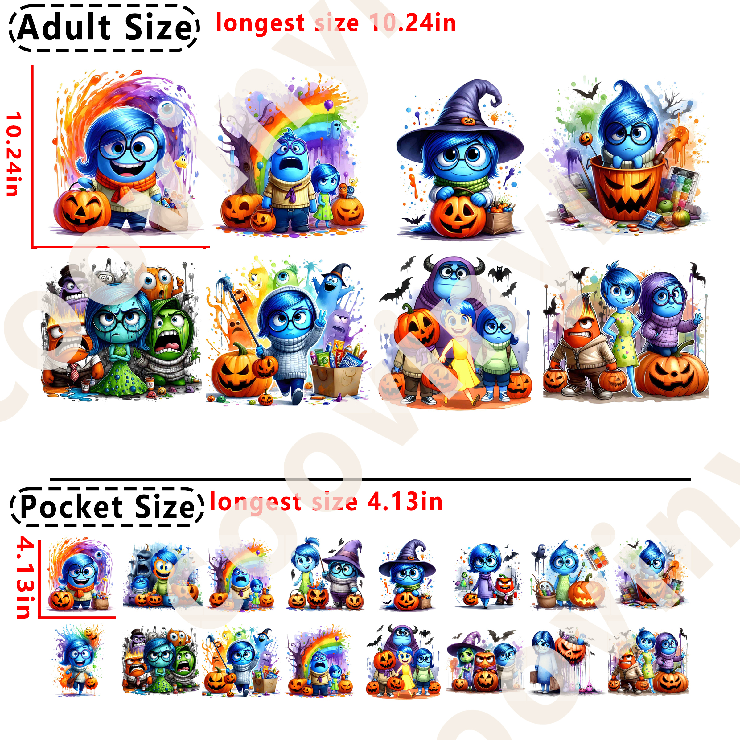 Halloween Inside Out DTF heat transfer vinyl for T-shirt hoodies