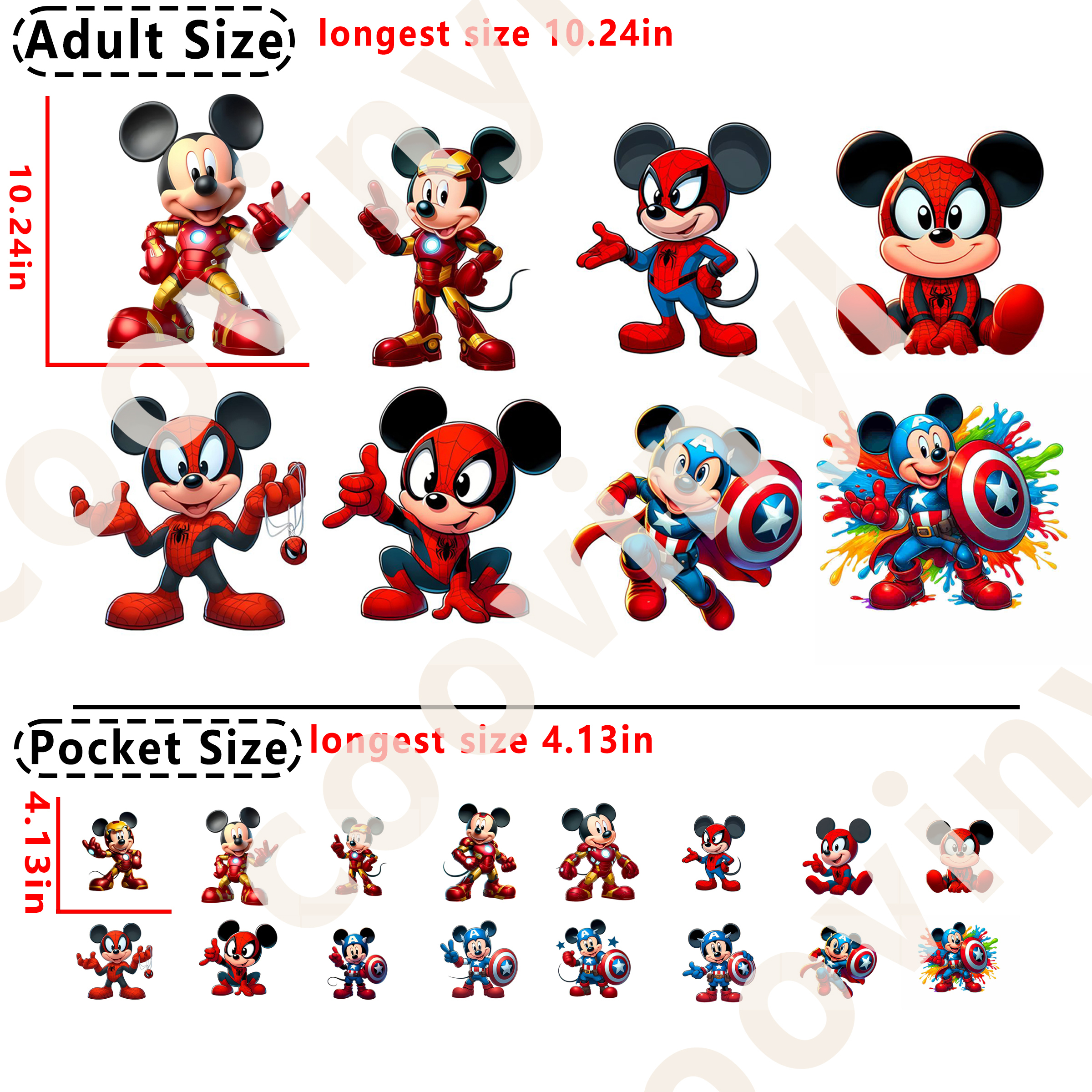 Marvel Mickey DTF heat transfer vinyl for T-shirt hoodies