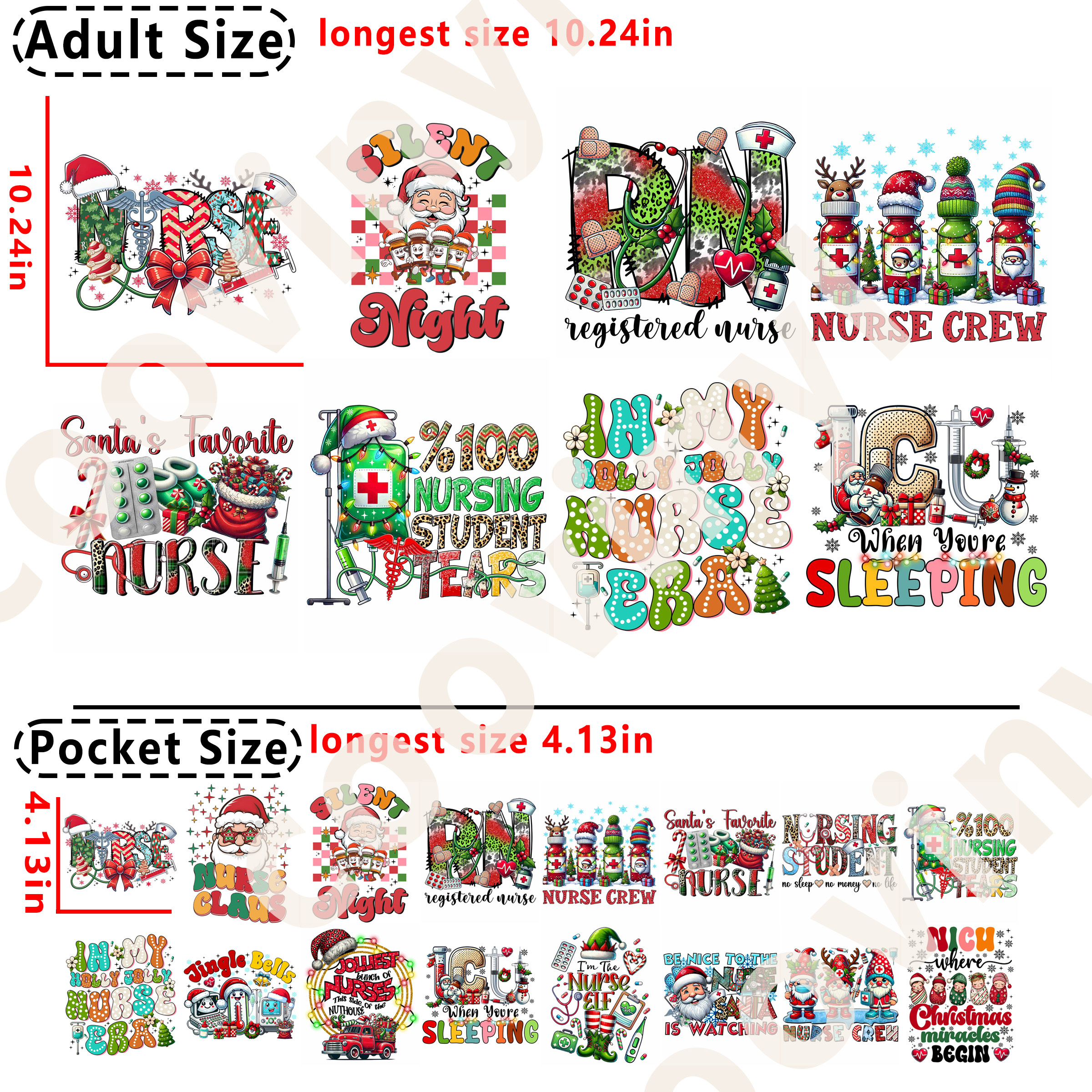 Christmas Nurse DTF heat transfer vinyl for T-shirt hoodies