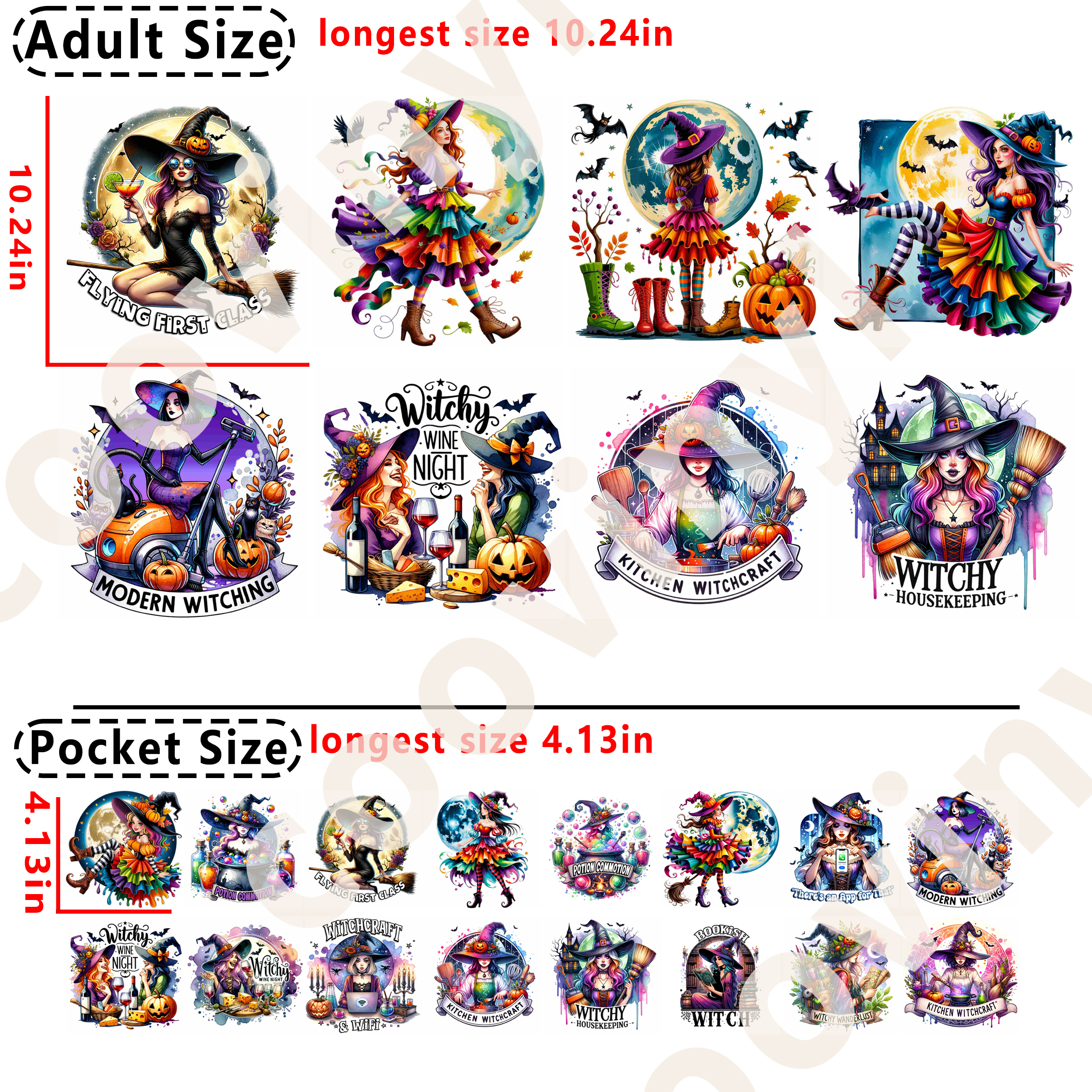 Halloween Witch DTF heat transfer vinyl for T-shirt hoodies