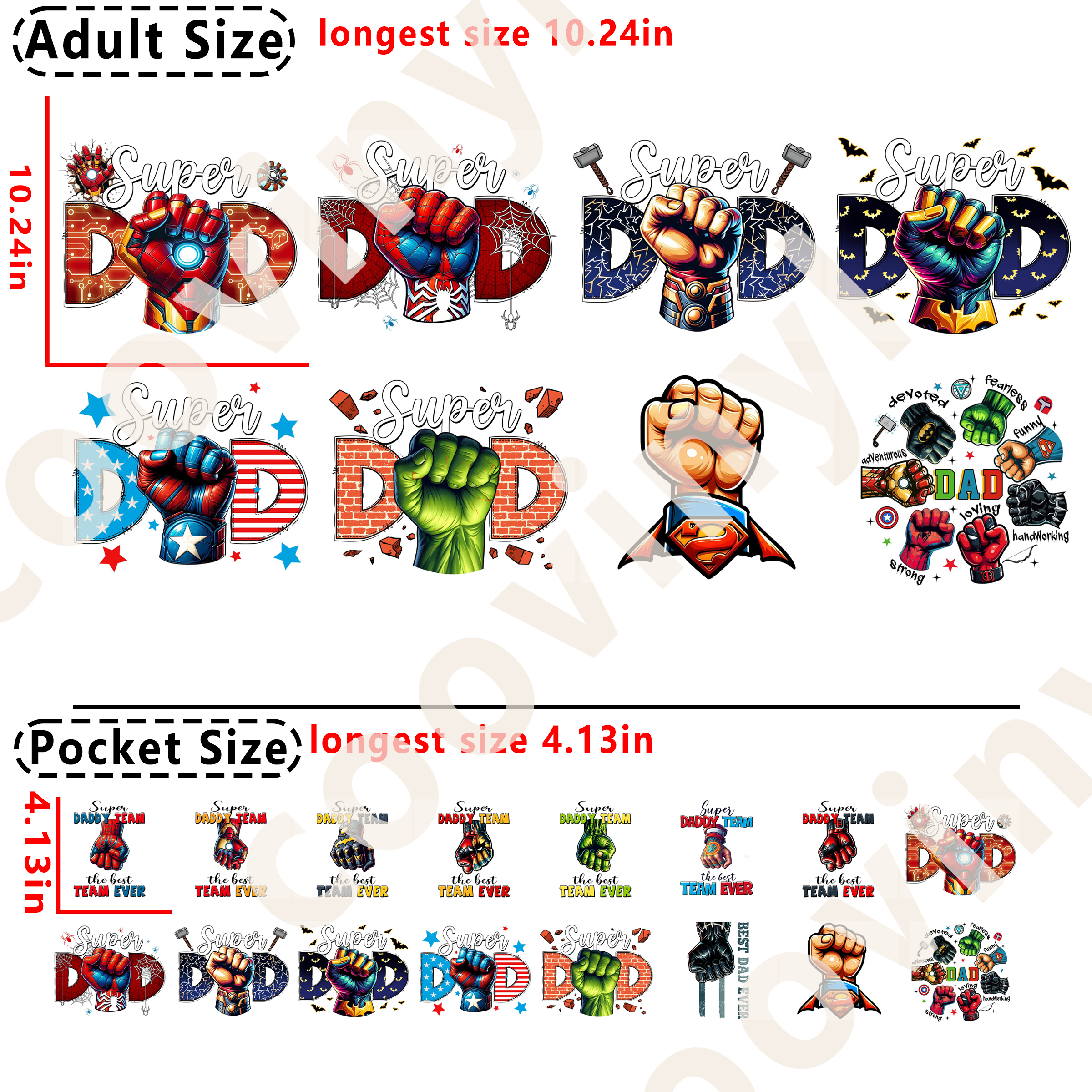 Marvel Dad DTF heat transfer vinyl for T-shirt hoodies