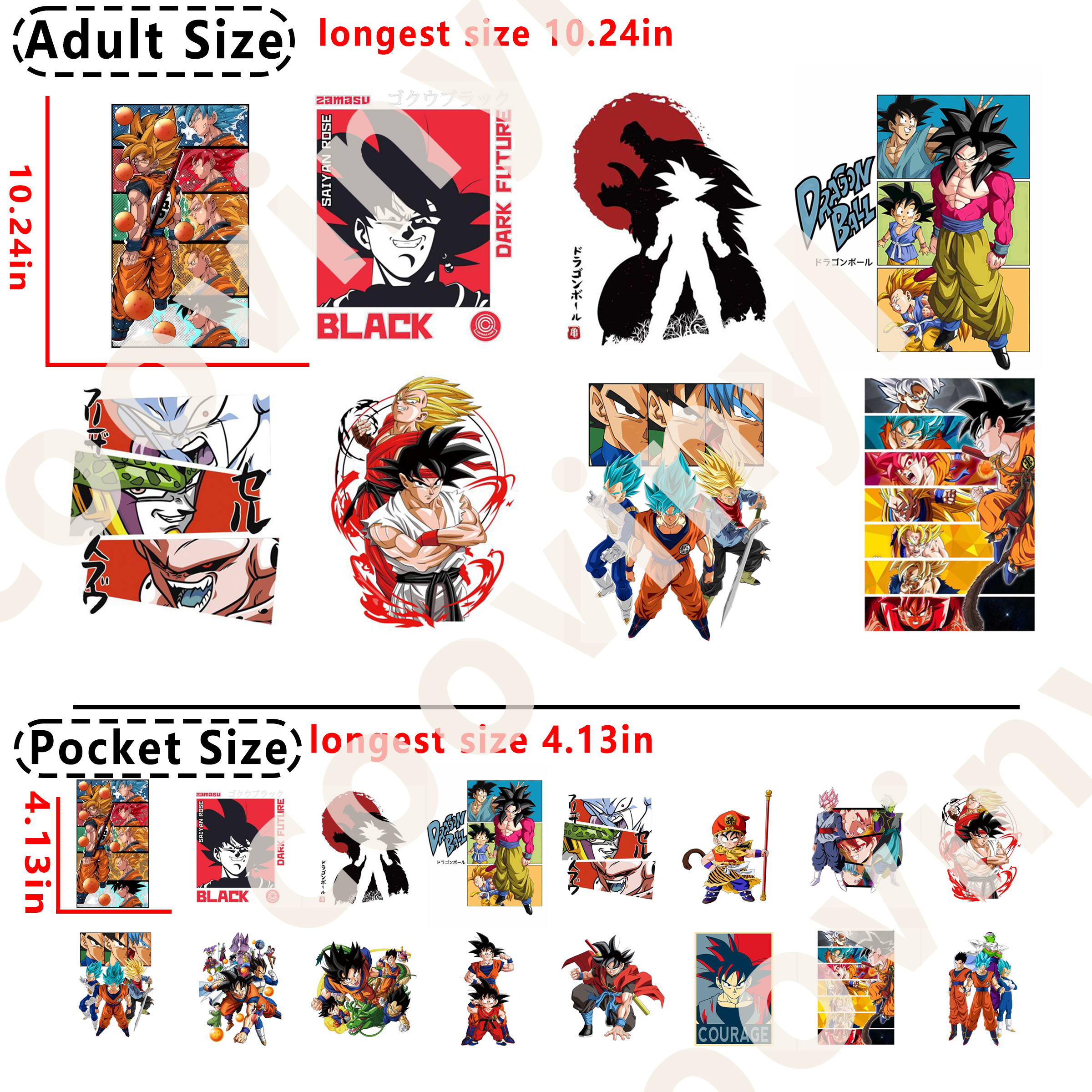 (N51) DBZ Anime DTF heat transfer vinyl for T-shirt hoodies