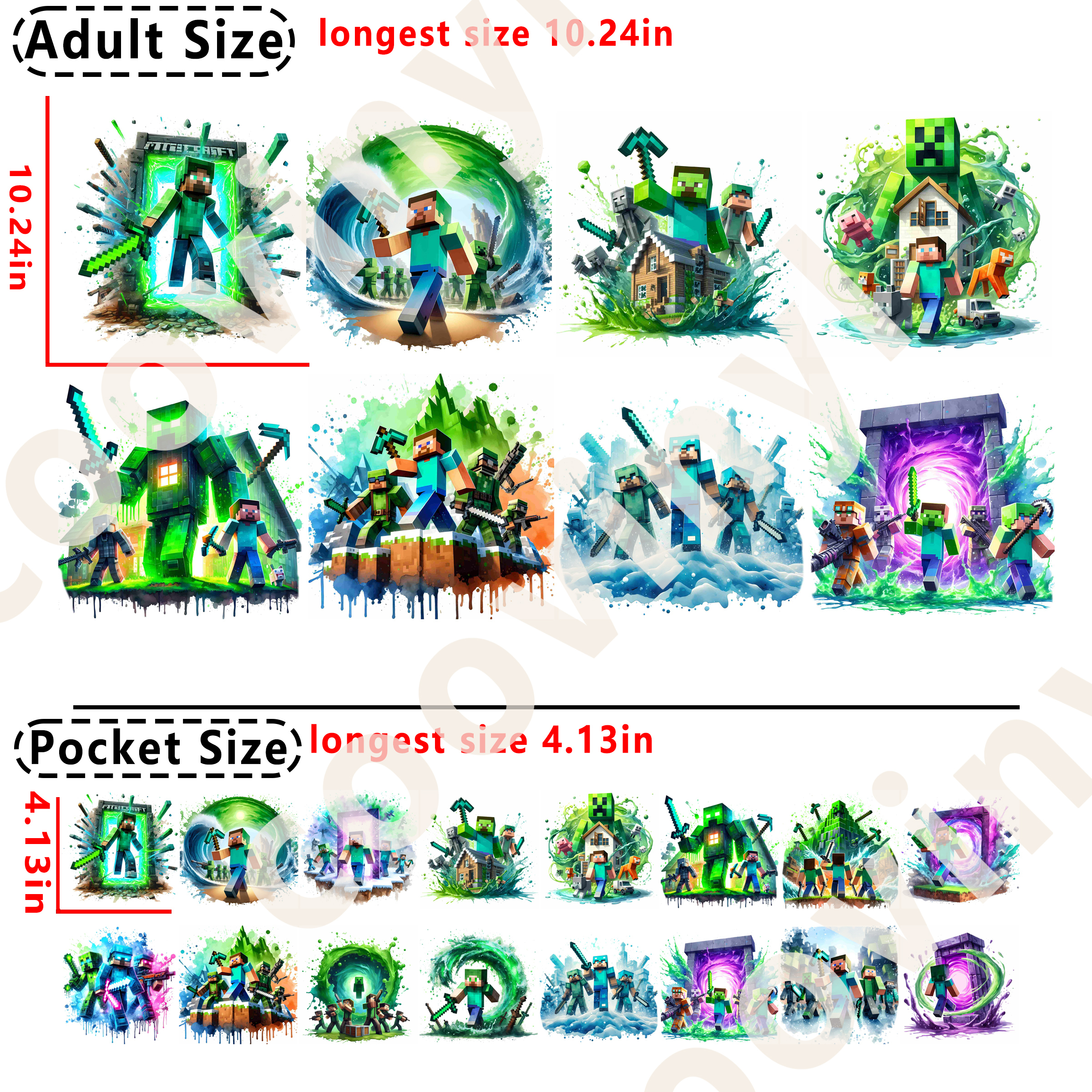(N62) Minecraft game DTF heat transfer vinyl for T-shirt hoodies