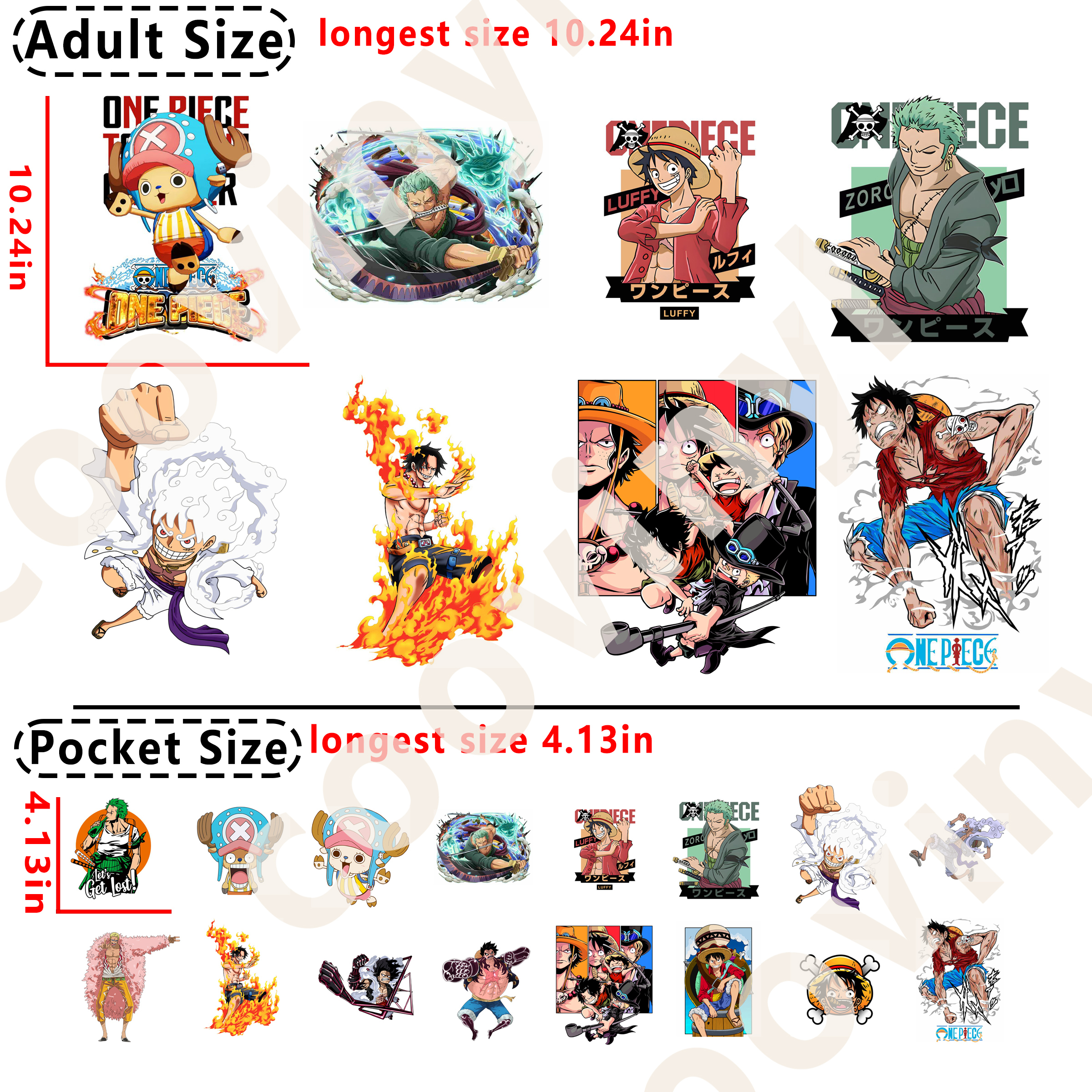 (N88) One Piece Anime DTF heat transfer vinyl for T-shirt hoodies